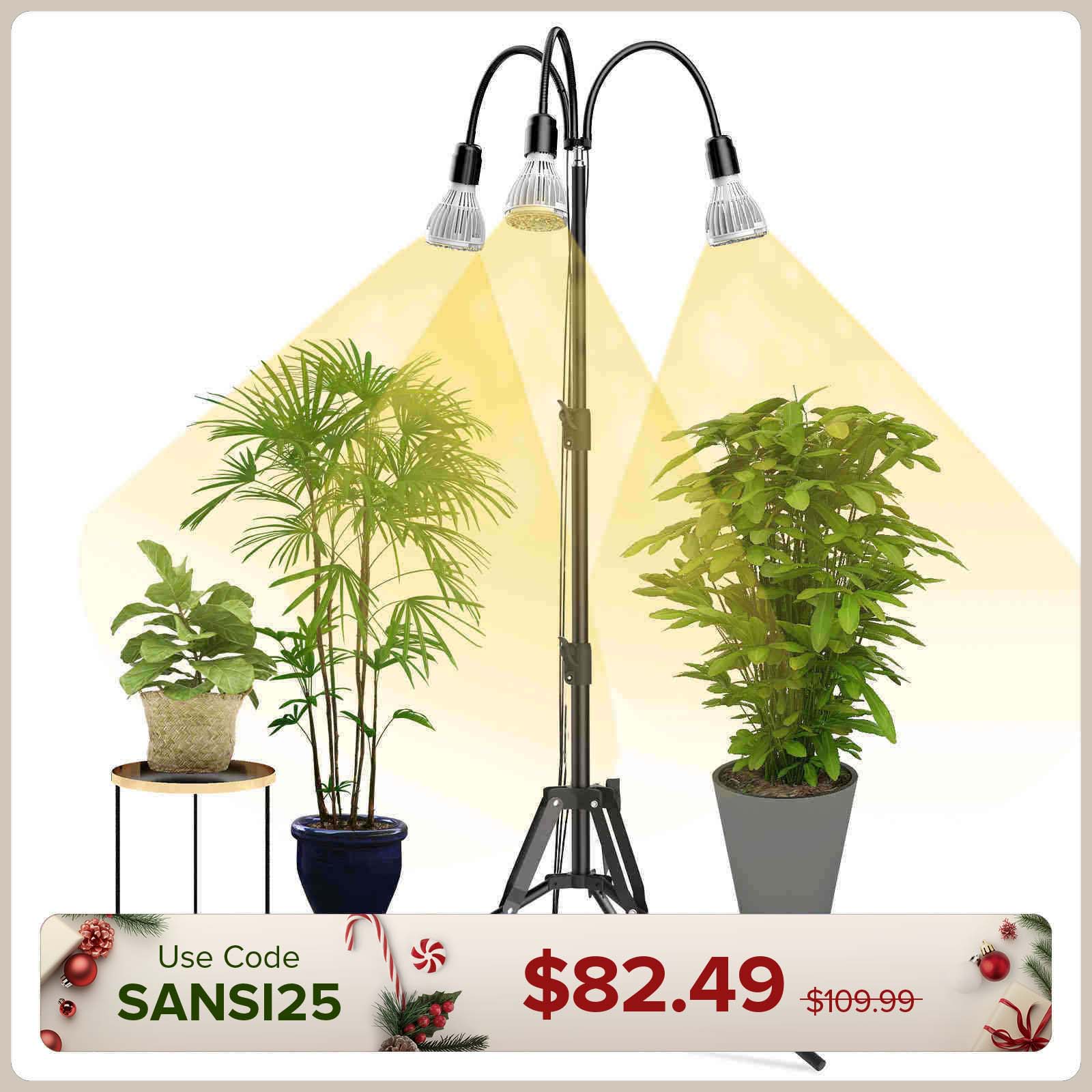 SANSI Upgraded 90W Multi-head Grow Light with Adjustable Tripod Stand