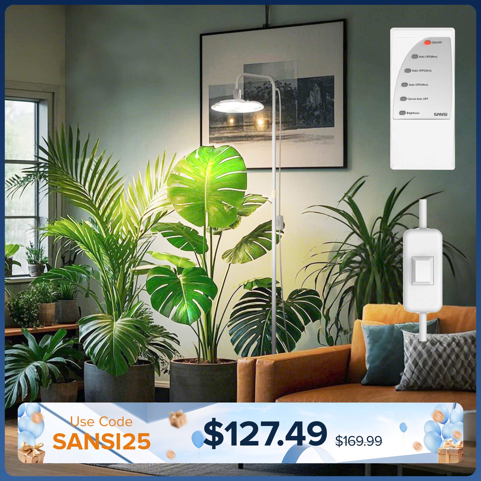 SANSI 100W Lampe de culture sur pied haute avec télécommande (US/CA UNIQUEMENT)