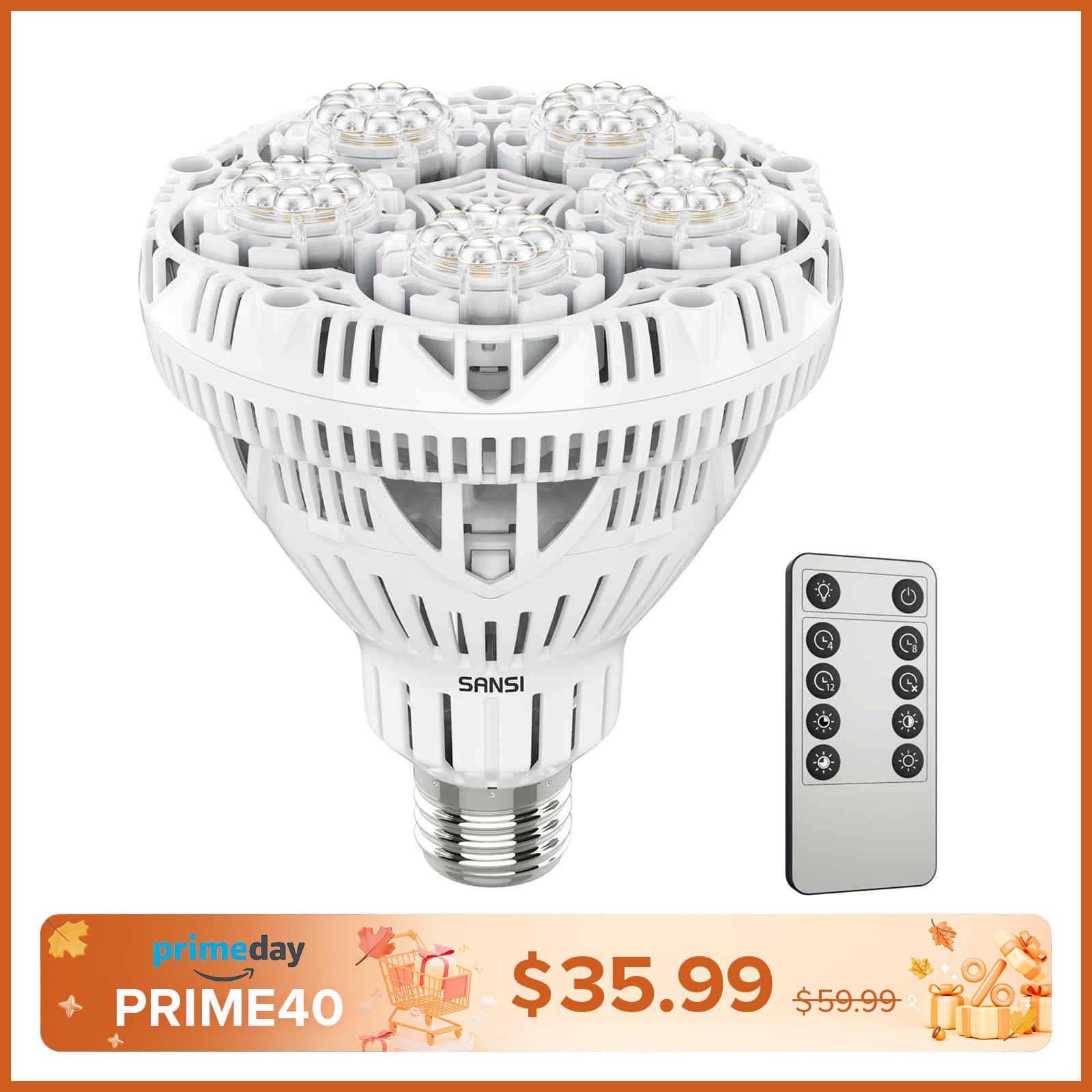 BR30 30W LED Grow Light Bulb With Remote Control (US/CA ONLY)