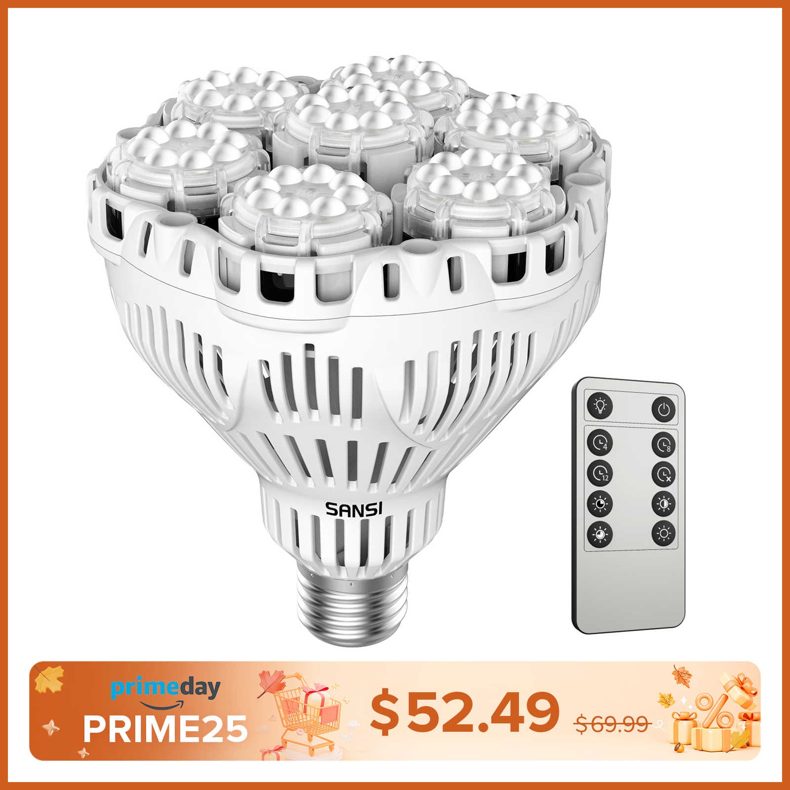 BR30 40W LED Grow Light Bulb With Remote Control