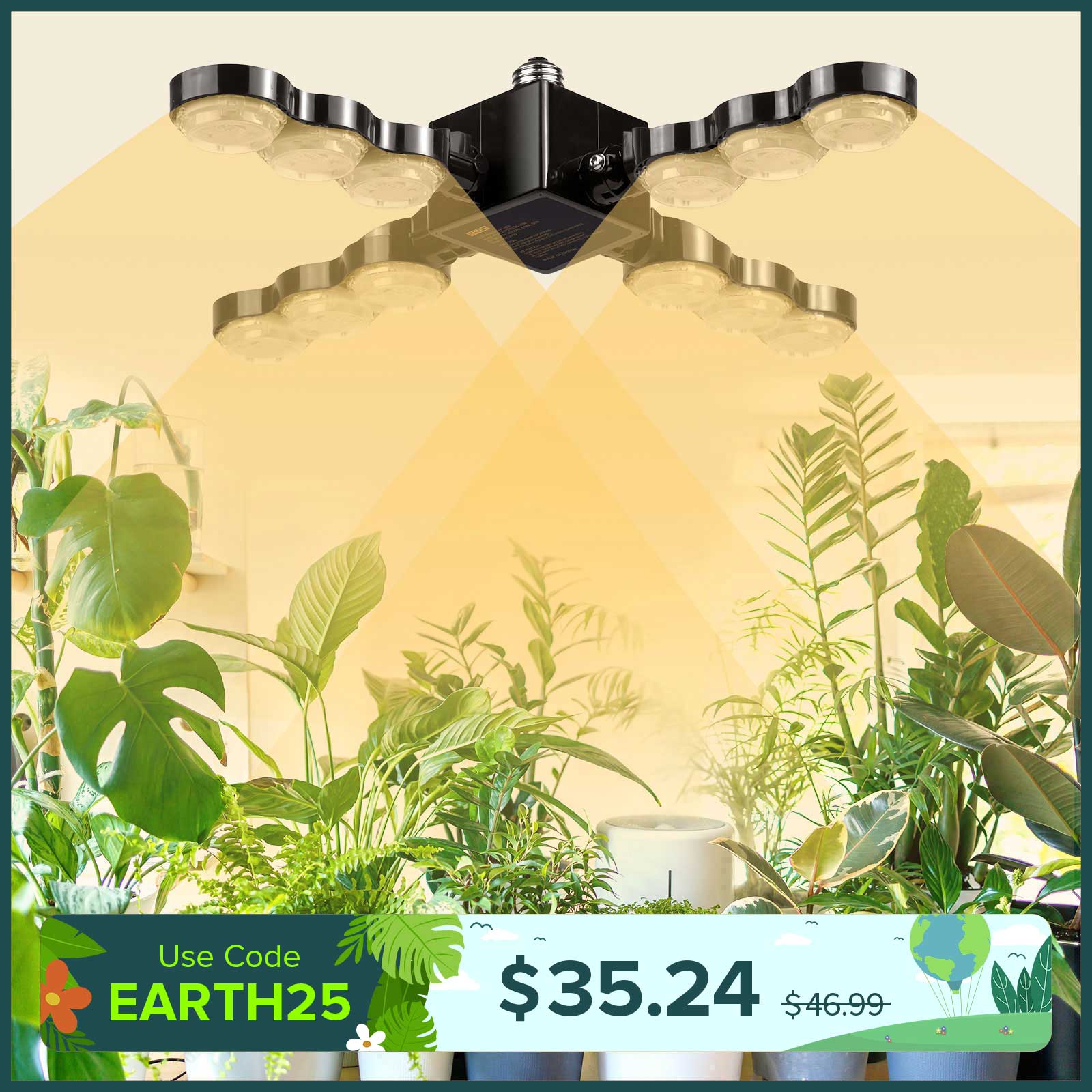60W LED Grow Light (Folding Wings)(EU/UK ONLY)