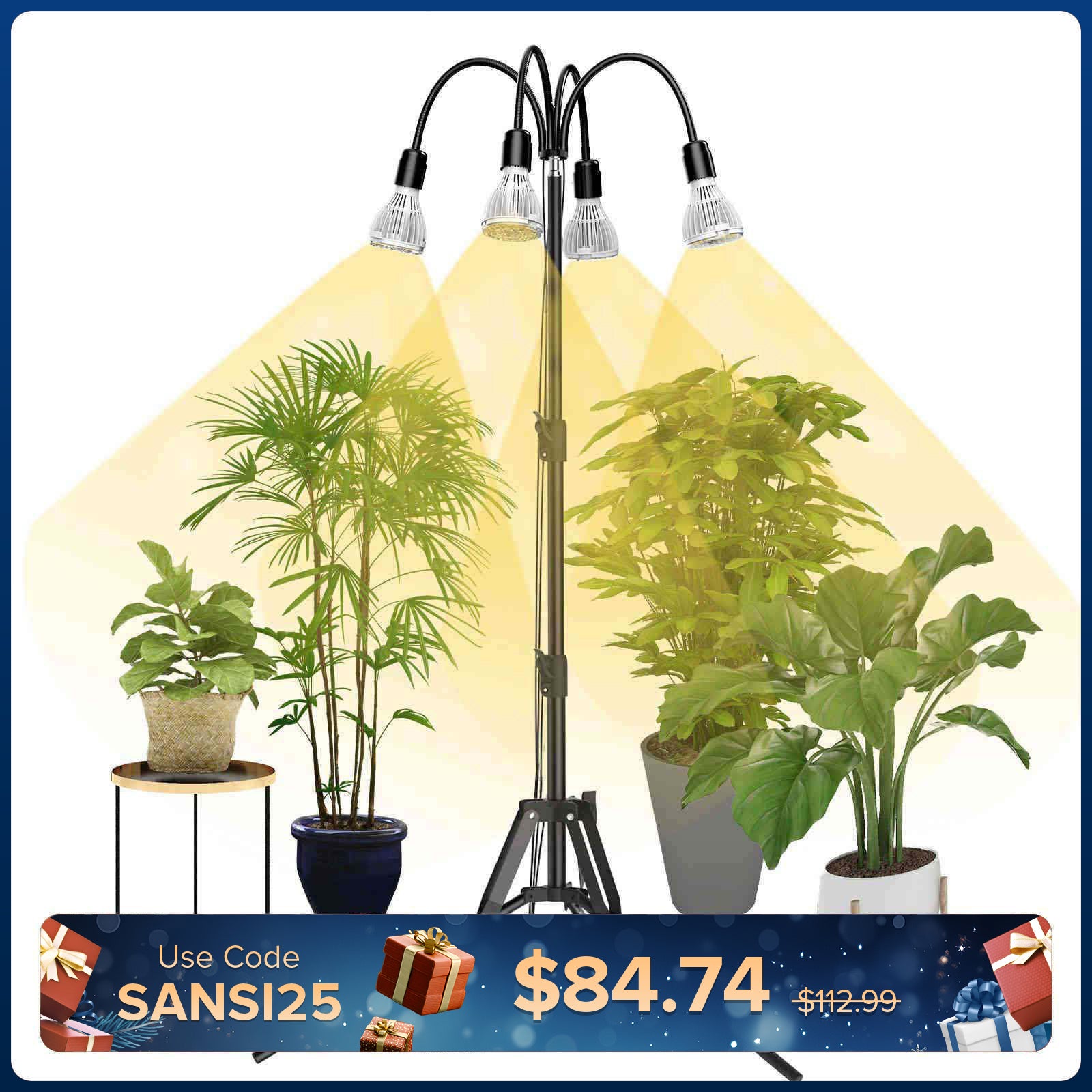 96 W/128 W Pflanzenlampe mit verstellbarem Stativständer (NUR USA)