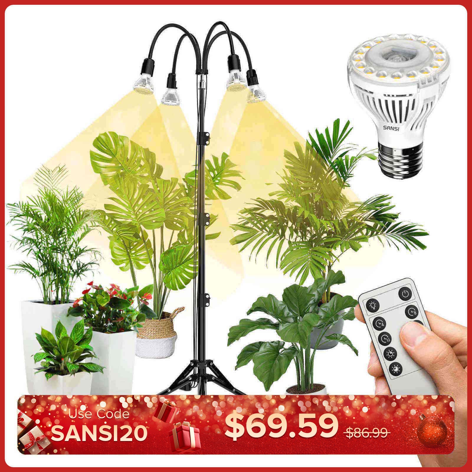 40 W verstellbares Pflanzenlicht mit Stativ und Fernbedienung (NUR USA)