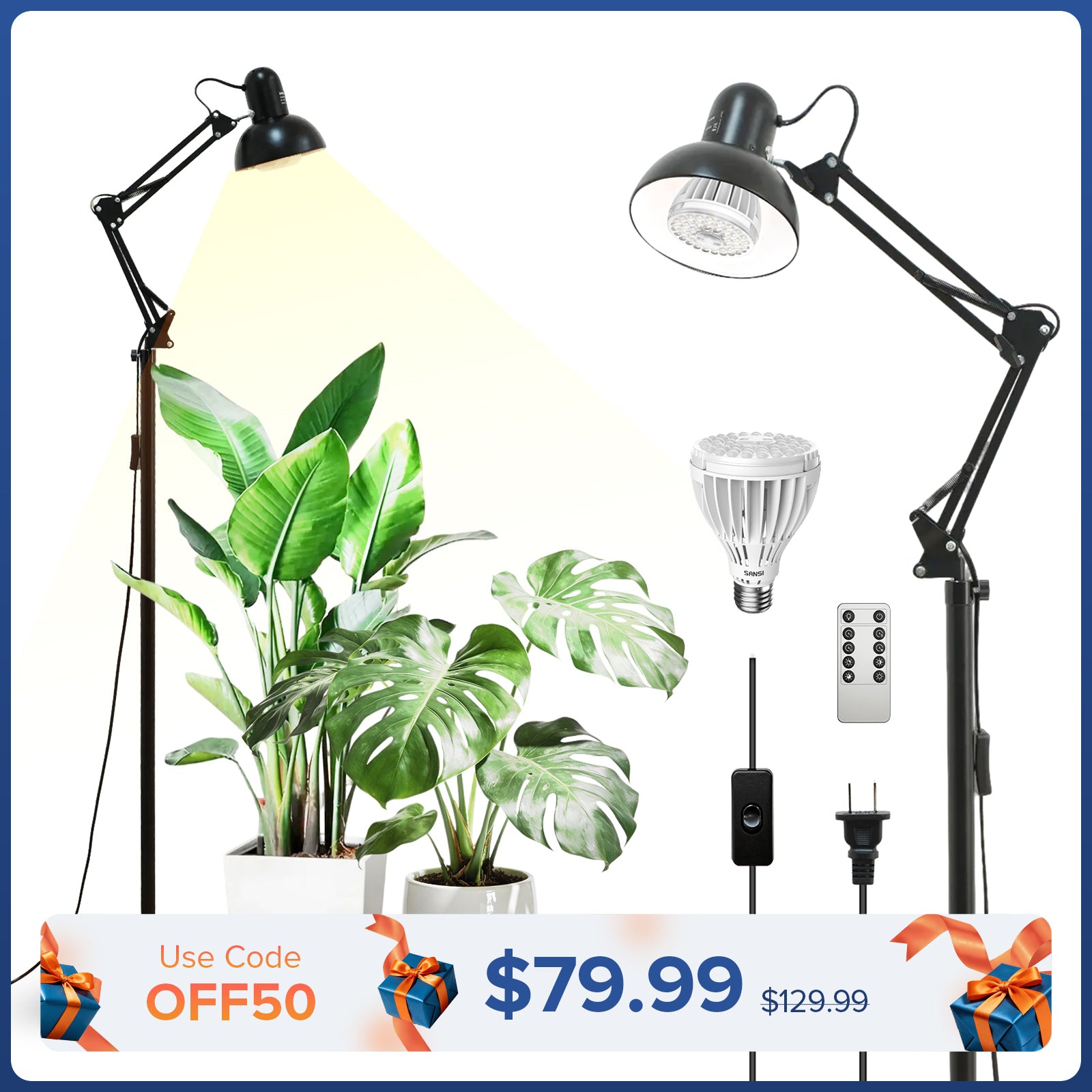 SANSI 32W Floor Standing LED Grow Light with Remote Control(US ONLY)