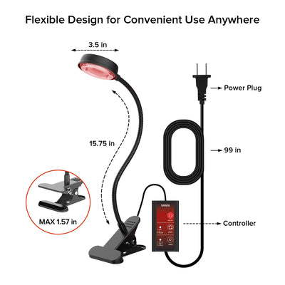 SANSI 12W Adjustable 1-Head Clip-on Red Therapy Light for Body Face (US ONLY)