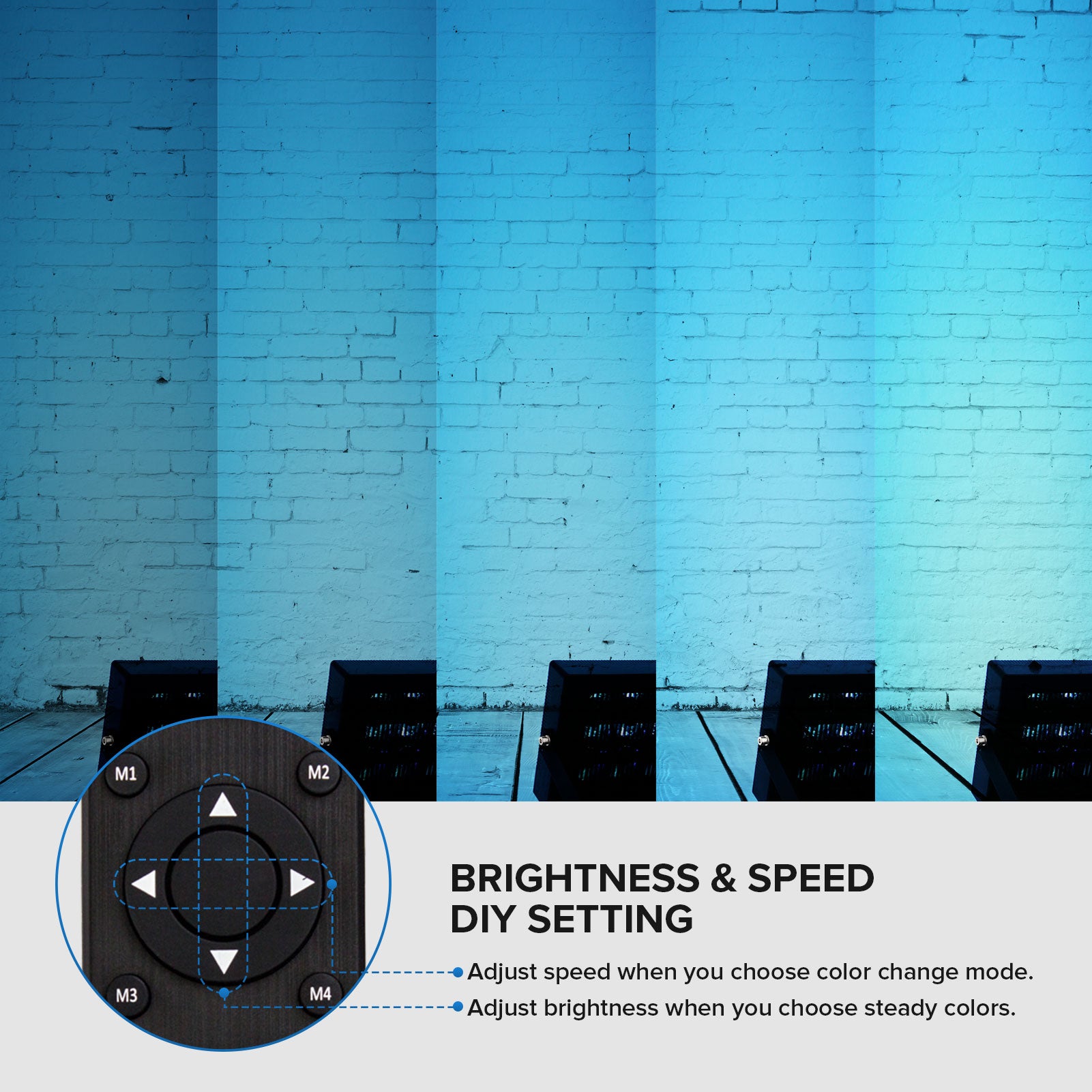 25W RGB LED Flood Light (EU ONLY) has brightness & speed DIY setting.