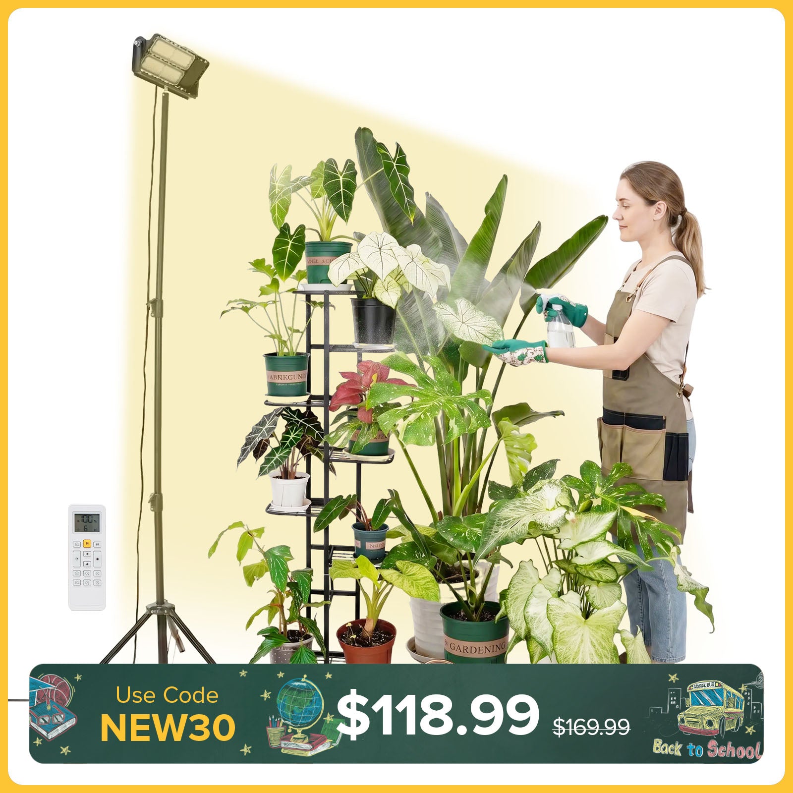 SANSI 100W Panel LED Standing Grow Light with Remote Control (US ONLY)