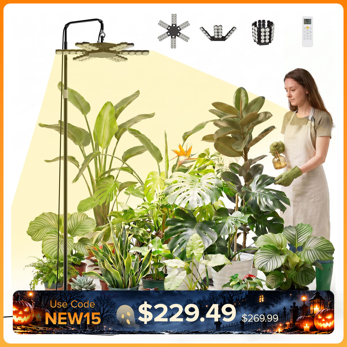 SANSI 240W Folding Wings LED Standing Grow Light with Remote Control (US ONLY)