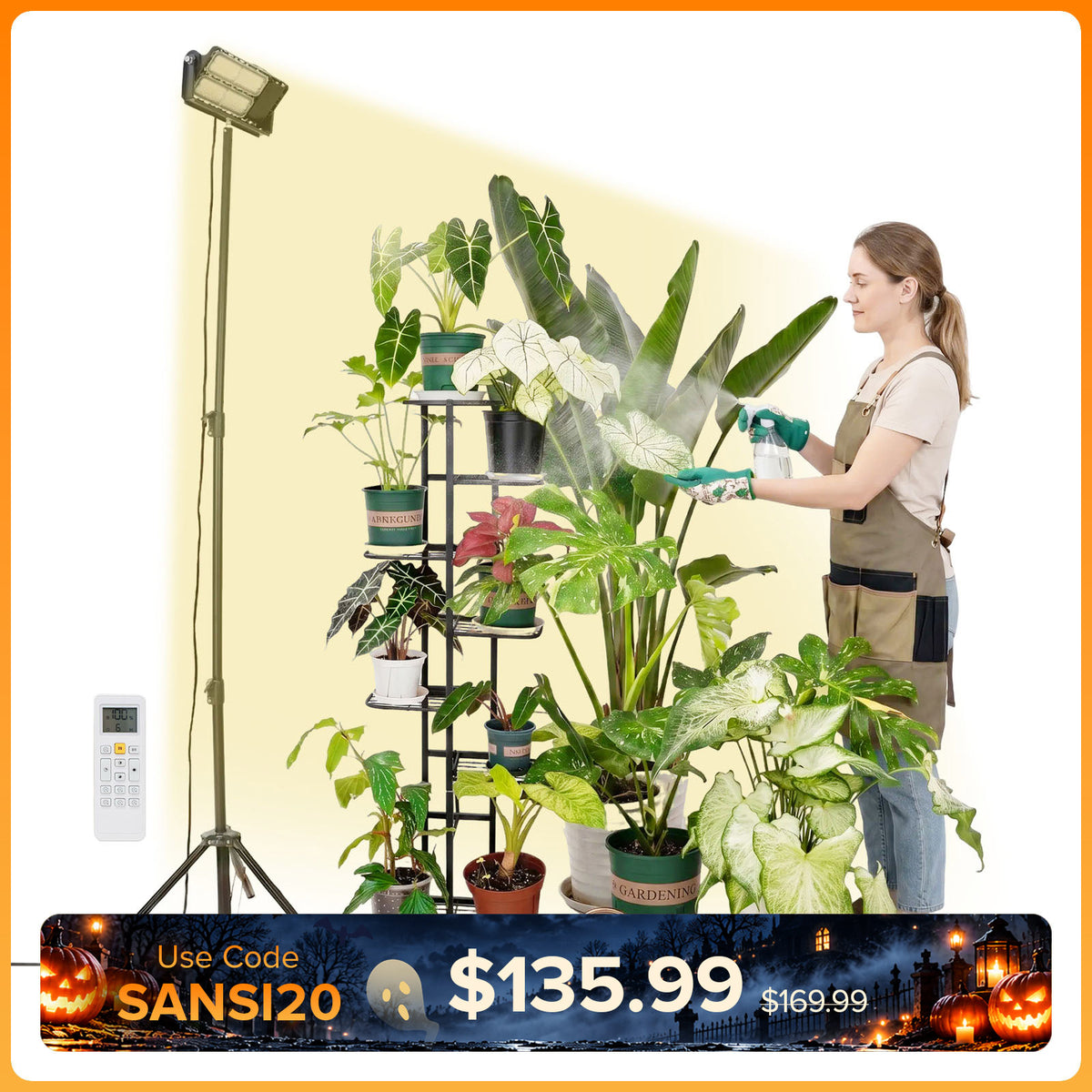 SANSI 100W Panel LED Standing Grow Light with Remote Control (US ONLY)