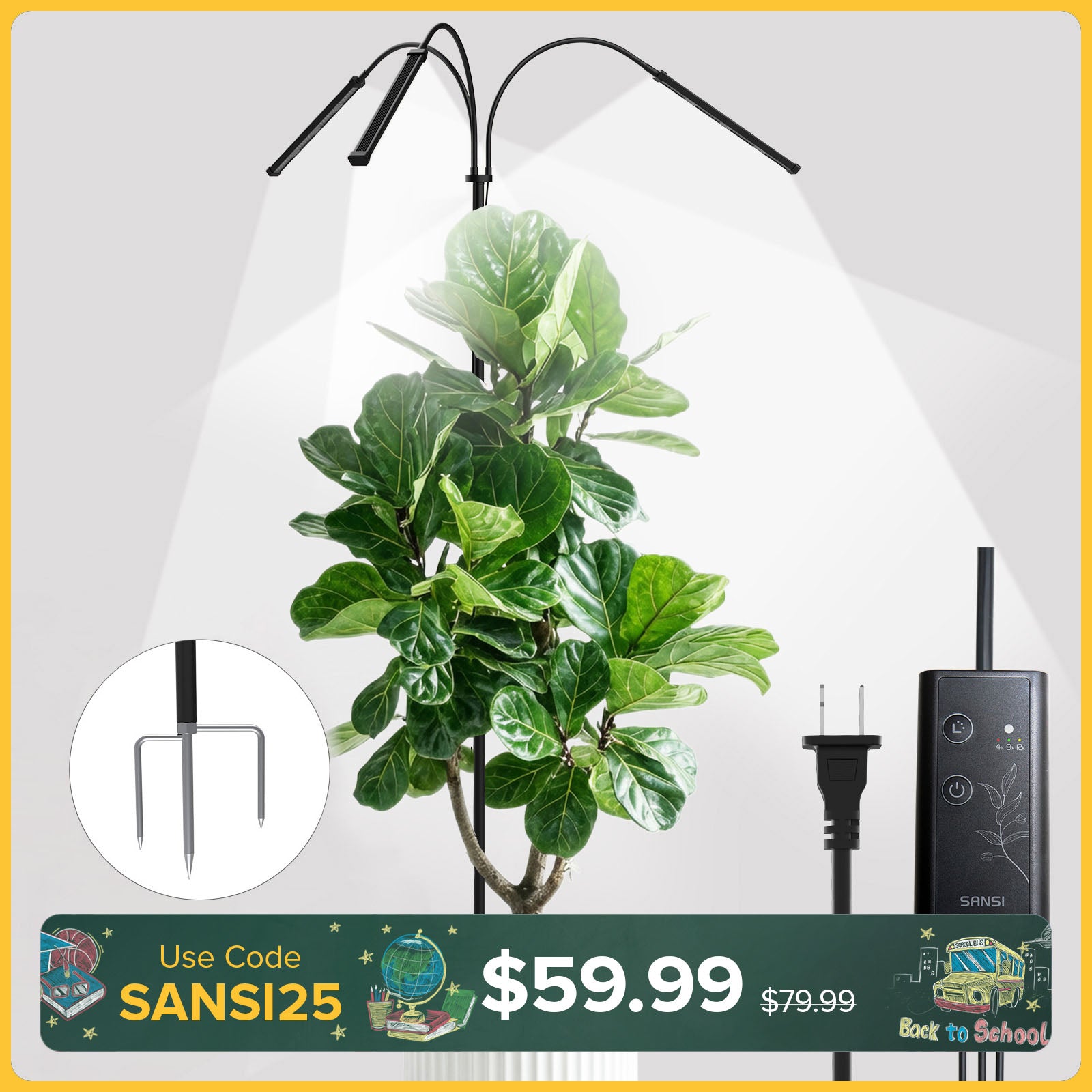 SANSI 45W Standing LED Grow Light with Ground Stake (US/CA ONLY)