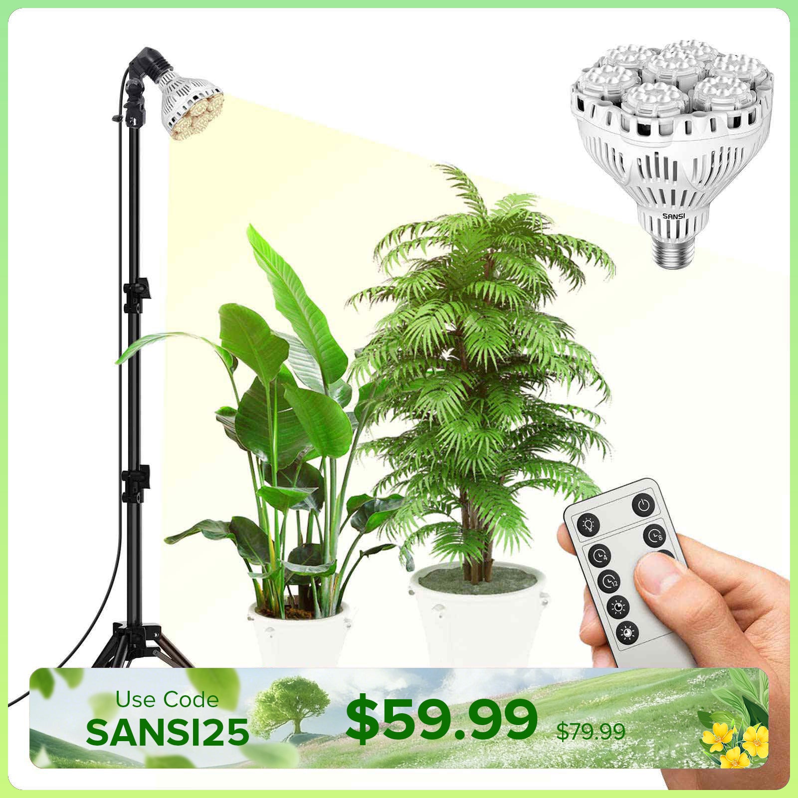 BR30 40W Adjustable Tripod Stand Grow Light with Remote Control