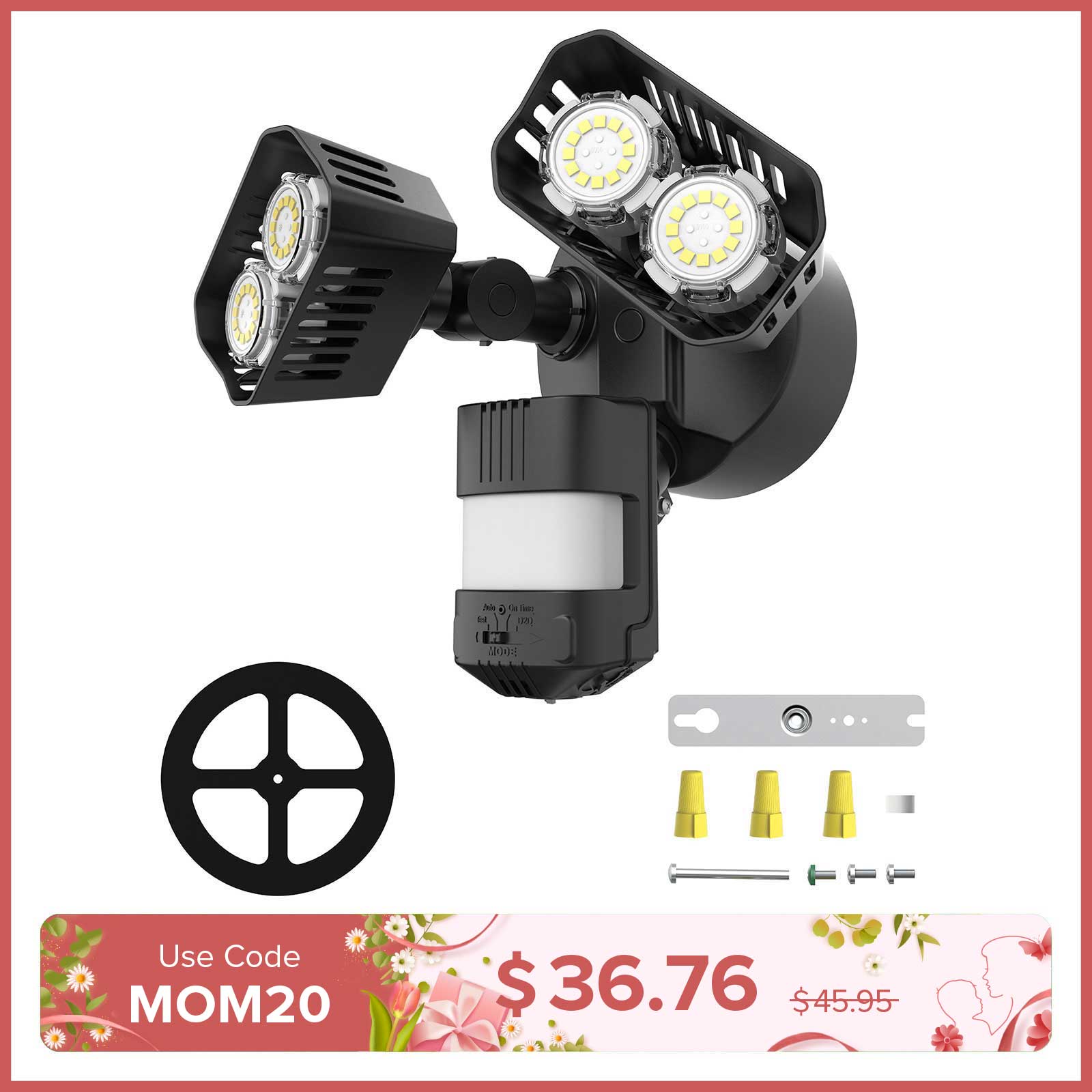 Upgraded 28W LED Security Light (Dusk to Dawn & Motion Sensor)(US ONLY)