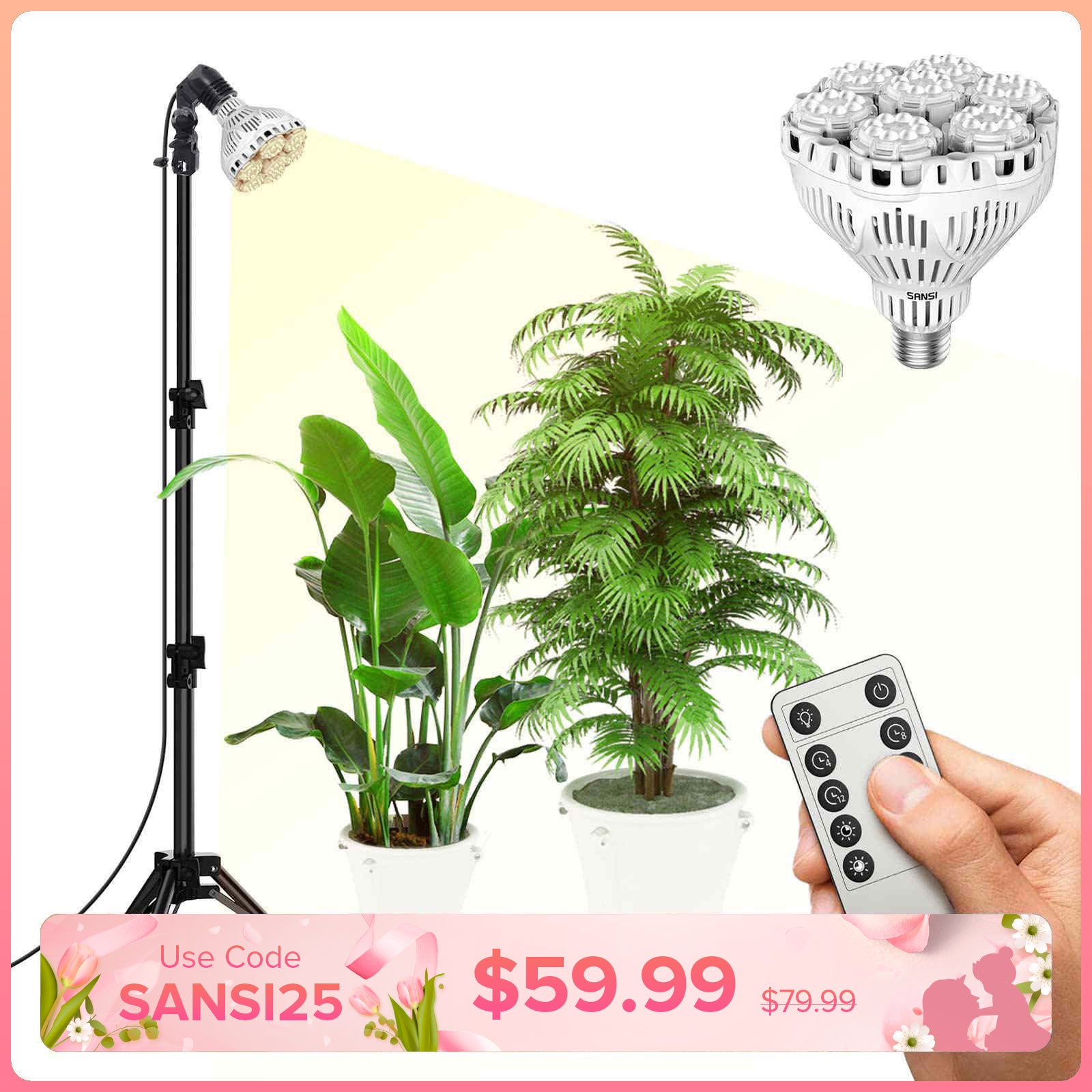 BR30 40W Verstellbare Stativ-Pflanzenlampe mit Fernbedienung