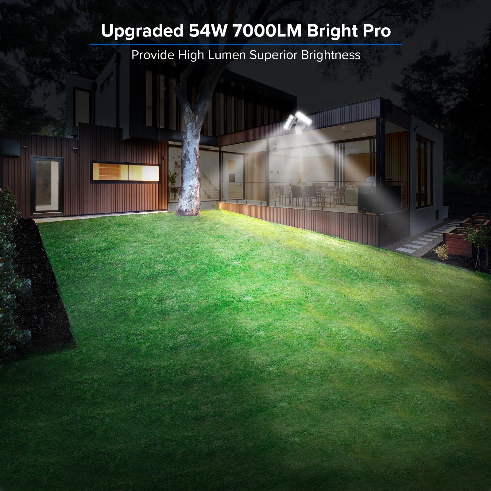 Upgraded 54W Led Security Light (Dusk to Dawn&Motion Sensor), upgraded 54W 7000 lumens bright pro, provide high lumen superior brightness