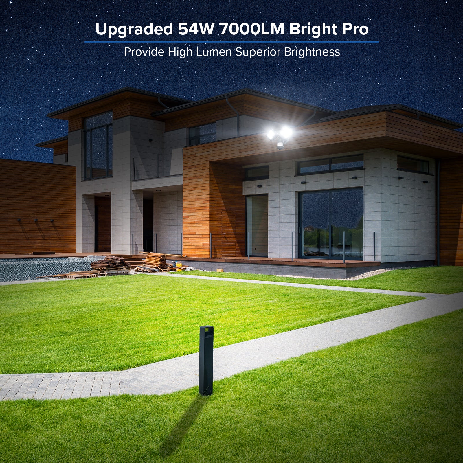 Square Upgraded 54W Led Security Light (Dusk to Dawn&Motion Sensor), 7000 lm bright pro, provide high lumen superior brightness