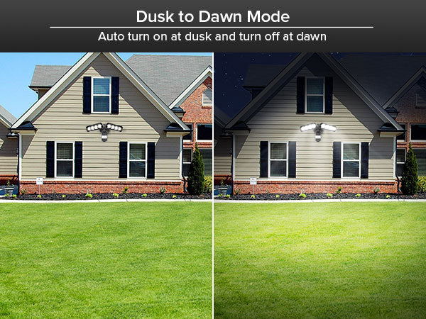 Dusk to Dawn Mode：Auto turn on at dusk and turn off at dawn.