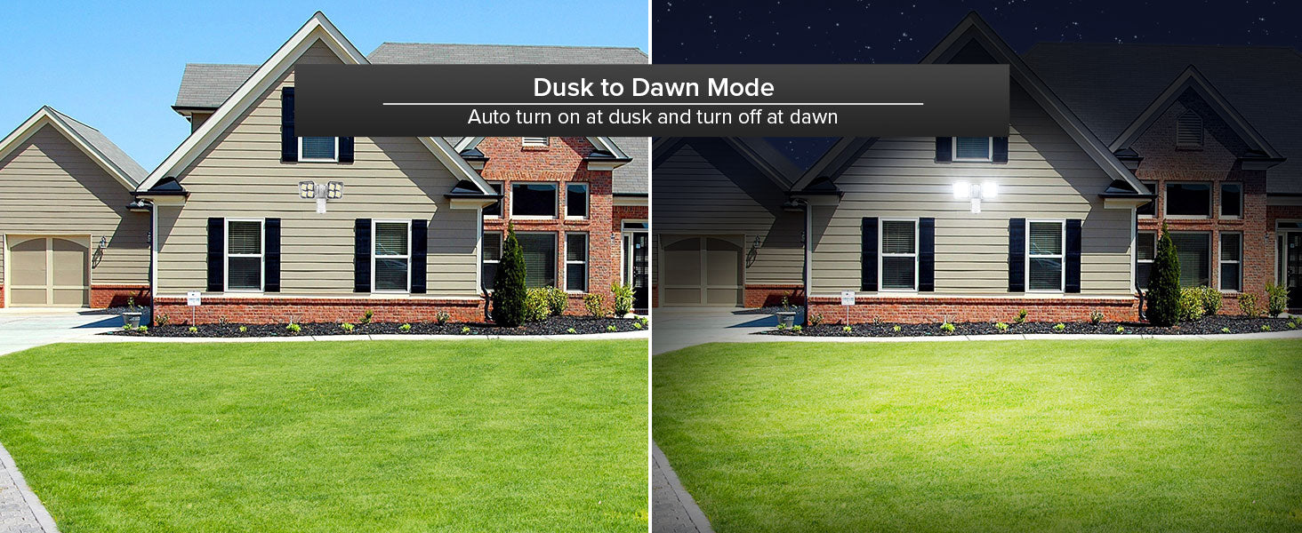 Dusk to Dawn Mode：Auto turn on at dusk and turn off at dawn.