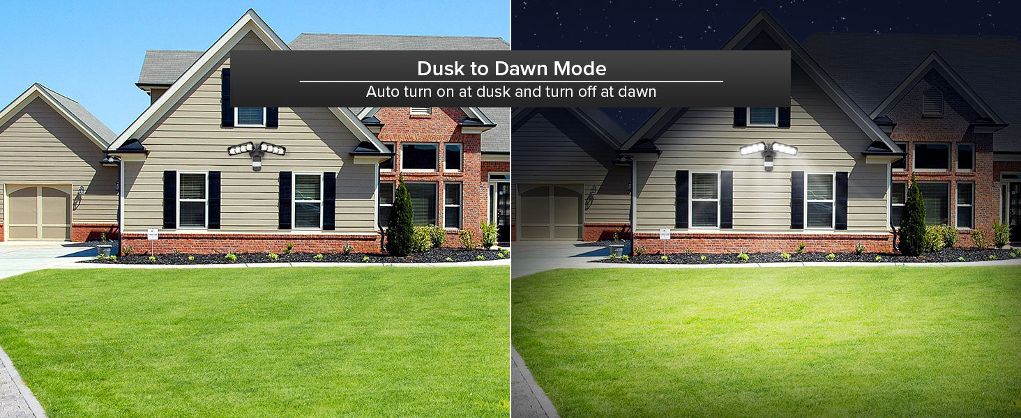 Dusk to Dawn Mode：Auto turn on at dusk and turn off at dawn.