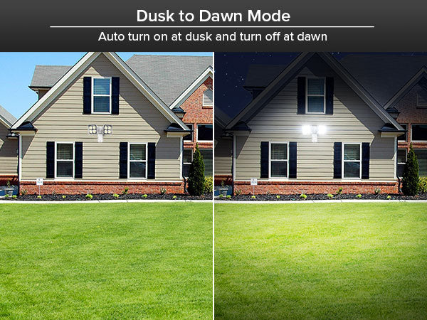 Dusk to Dawn Mode：Auto turn on at dusk and turn off at dawn.
