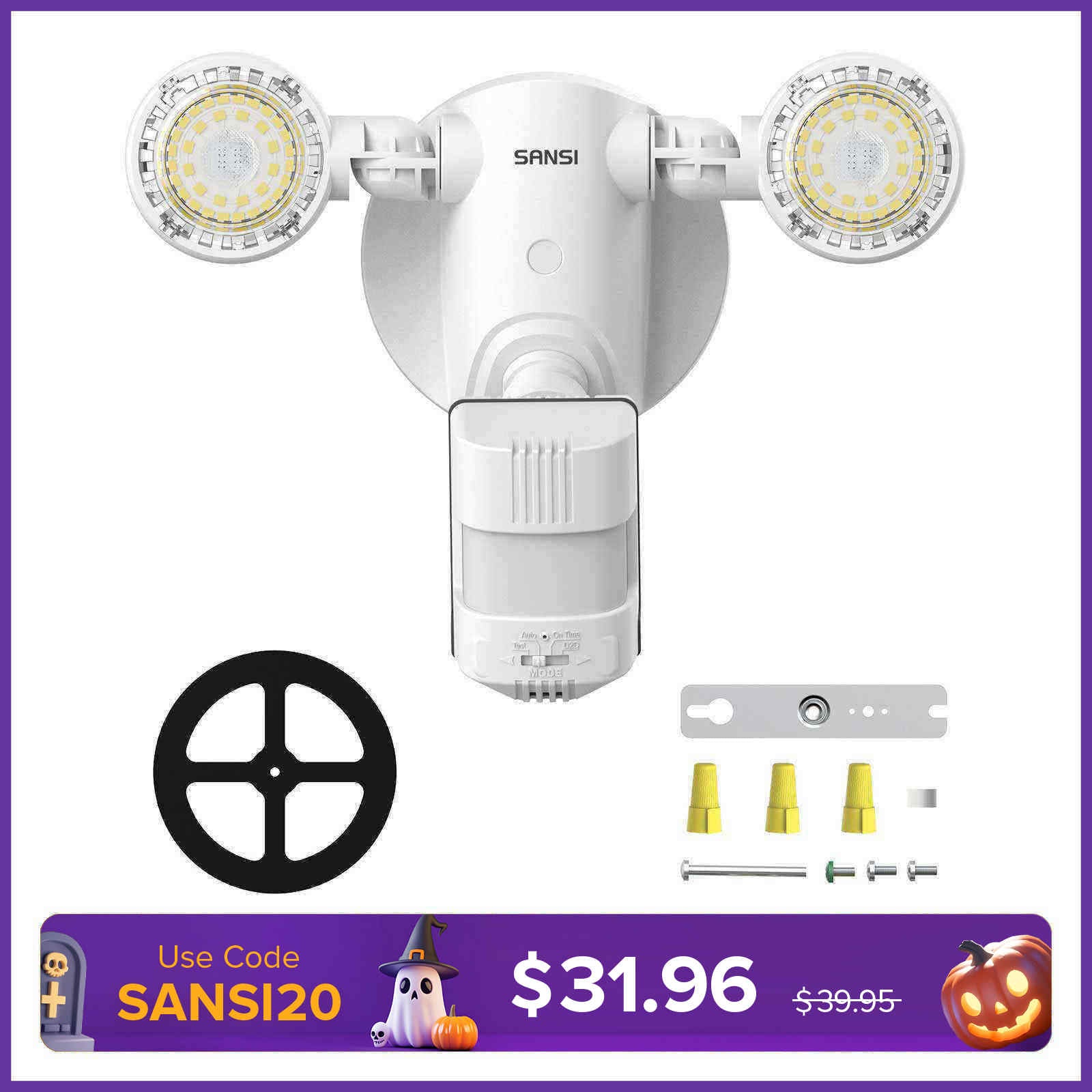 25W SANSI LED Security Light - Dusk to Dawn & Motion Sensor