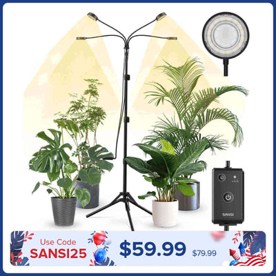 SANSI 40W 4-Head Adjustable Tripod Stand Grow Light with Remote Control