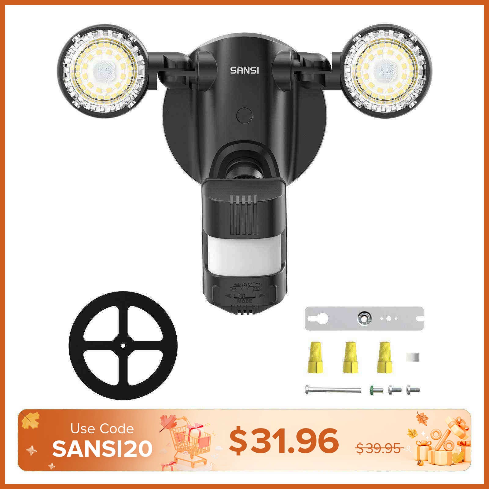 25W LED Security Light (Dusk to Dawn & Motion Sensor)(US/CA ONLY)
