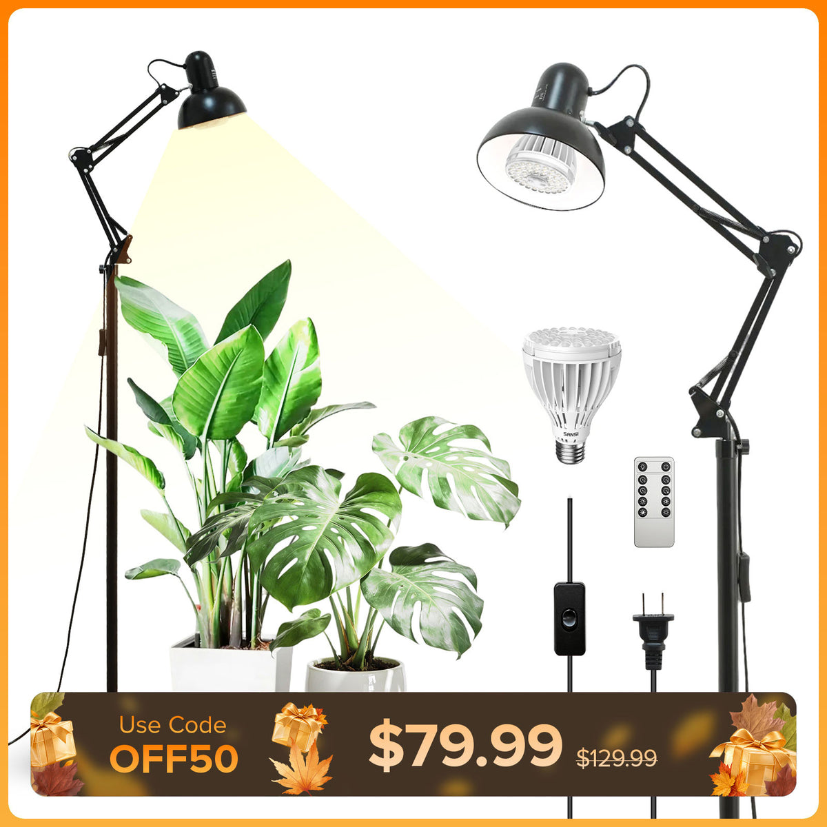 SANSI 32W Floor Standing LED Grow Light with Remote Control(US ONLY)