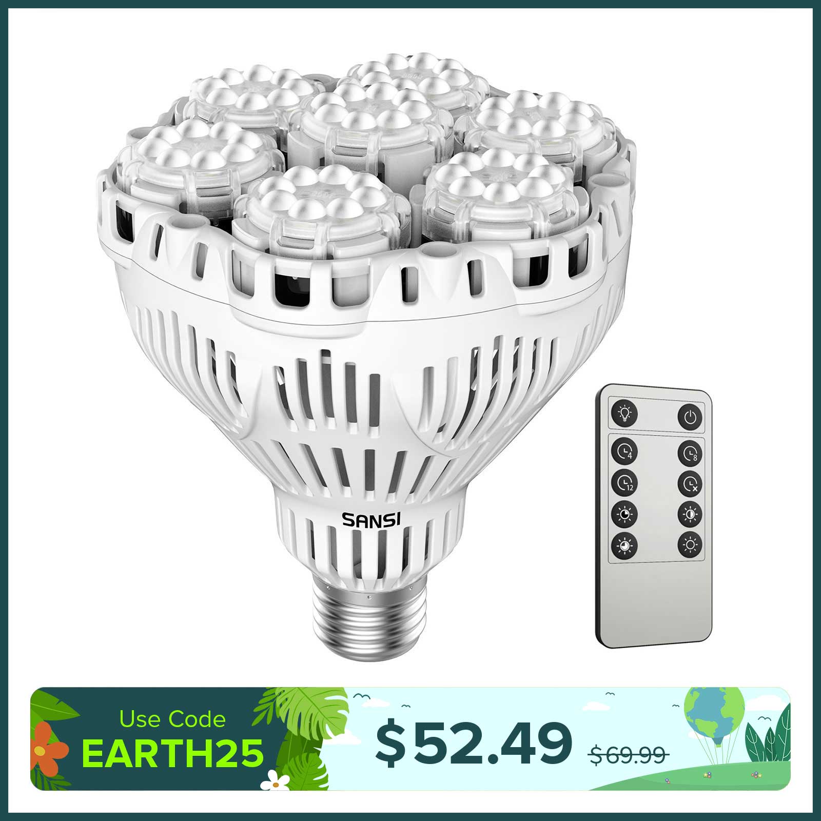 BR30 40W LED Grow Light Bulb With Remote Control (US ONLY)