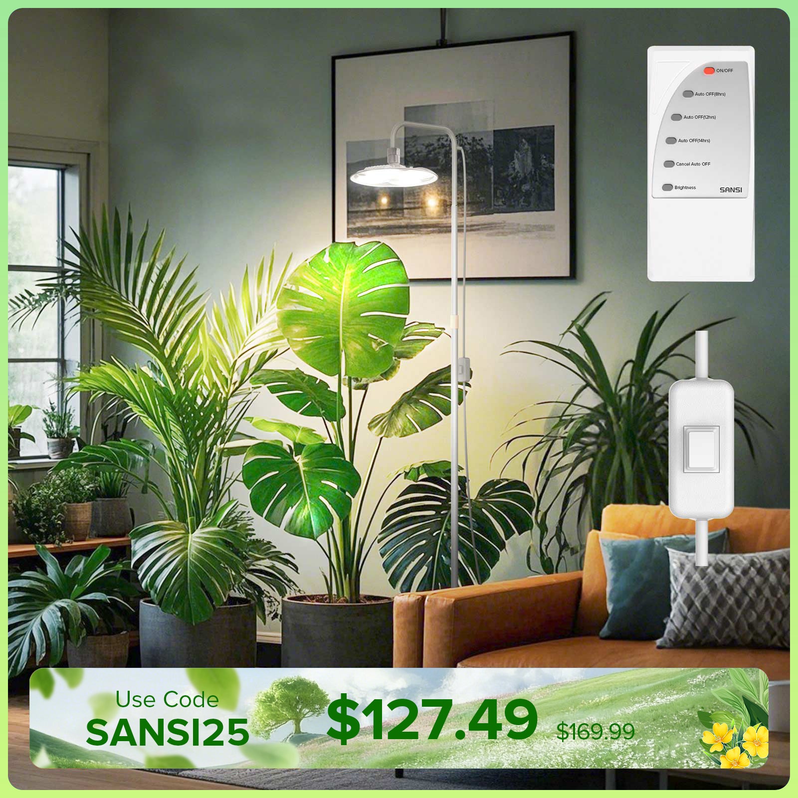 SANSI 100W Tall Standing Grow Light With Remote Control (US/CA ONLY)