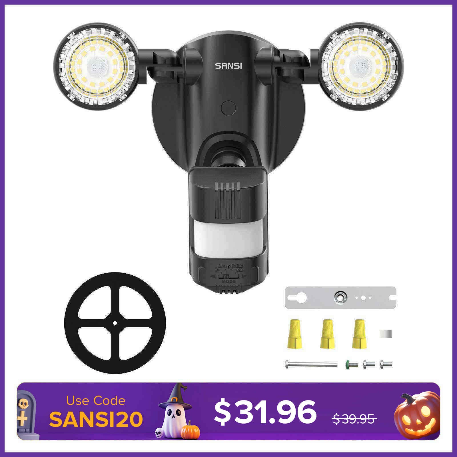 25W SANSI LED Security Light - Dusk to Dawn & Motion Sensor