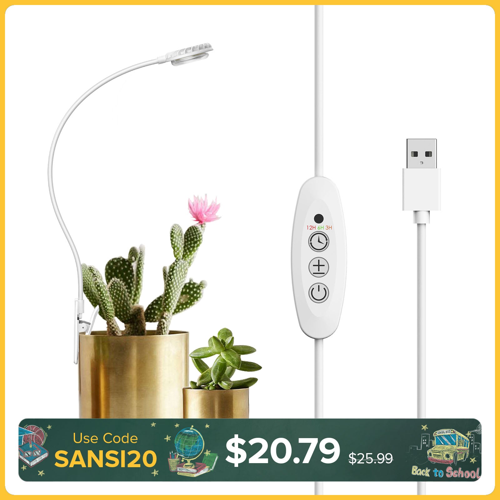 SANSI 4.5W Pot Clip LED Grow Light (EU/UK ONLY)