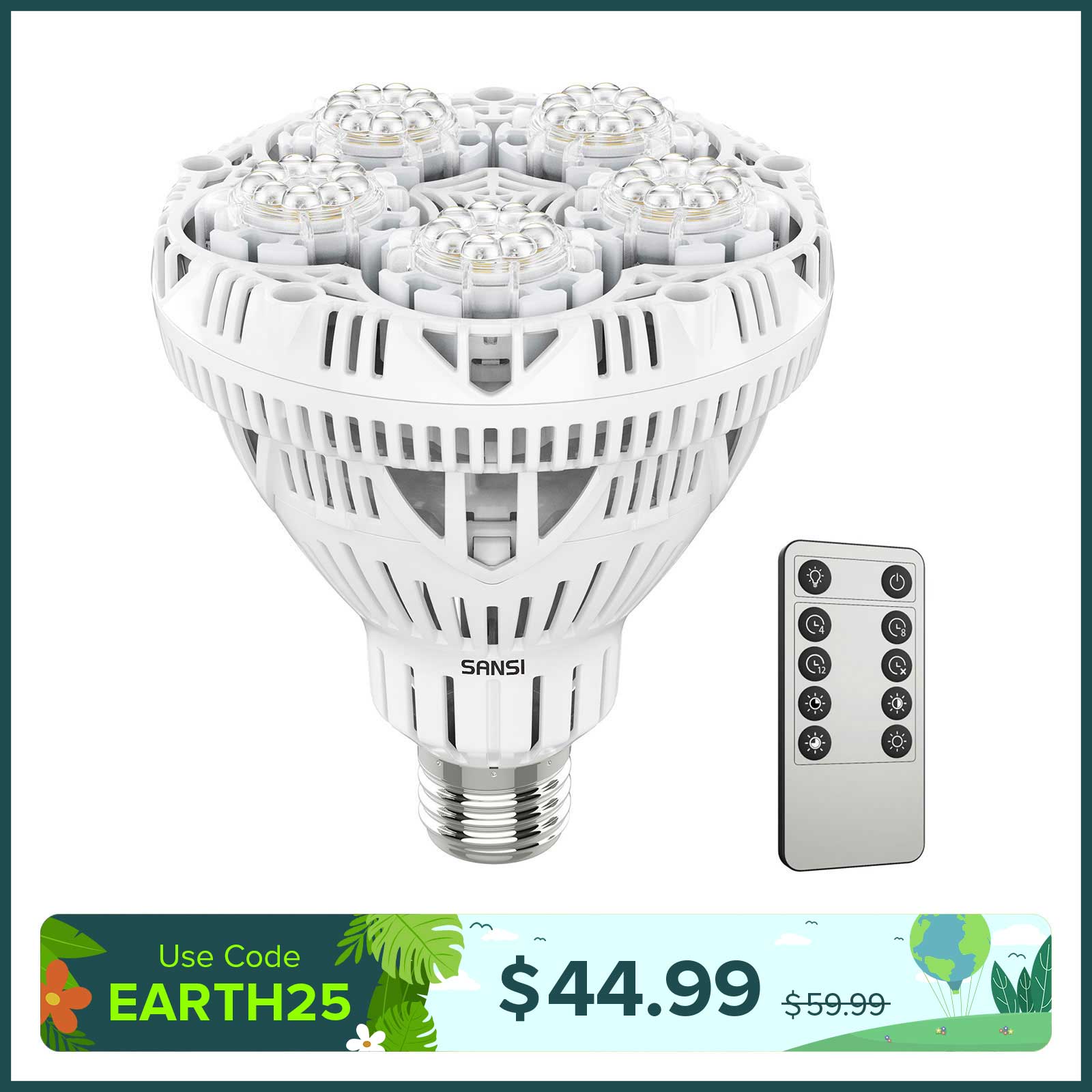 BR30 30W LED Grow Light Bulb With Remote Control (US ONLY)