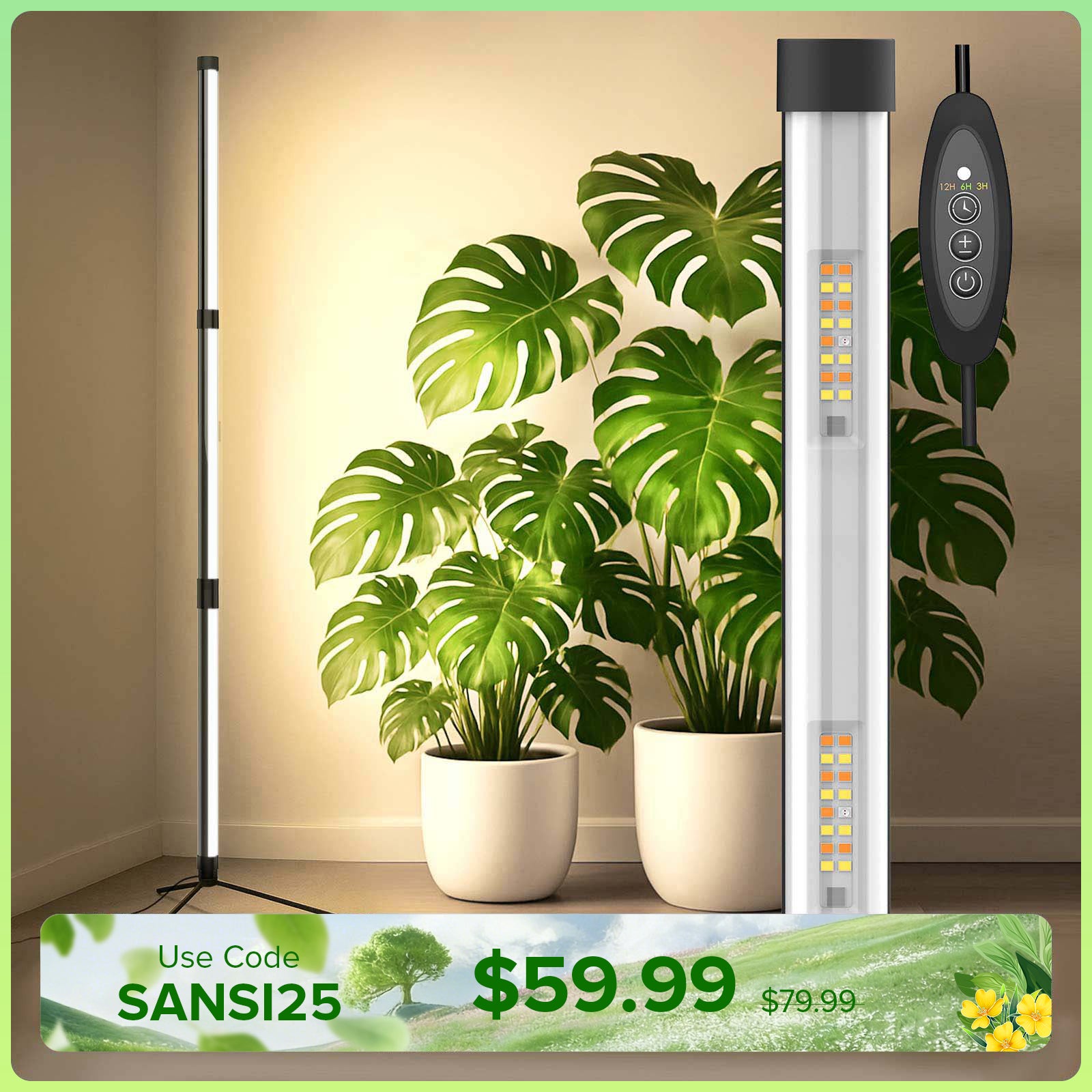 SANSI T10 55W LED Standing Grow Light