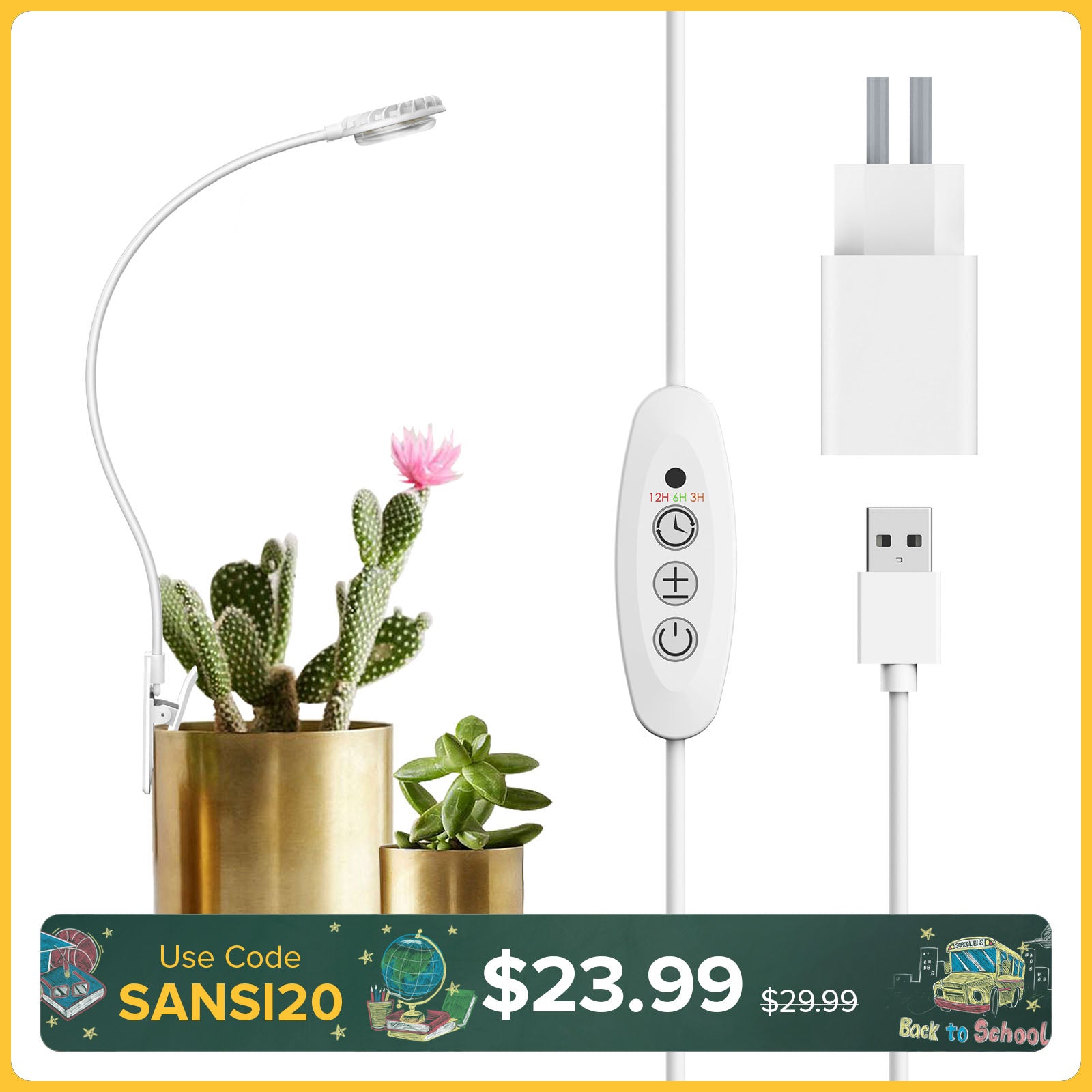 SANSI 4.5W Pot Clip LED Grow Light (EU/UK ONLY)