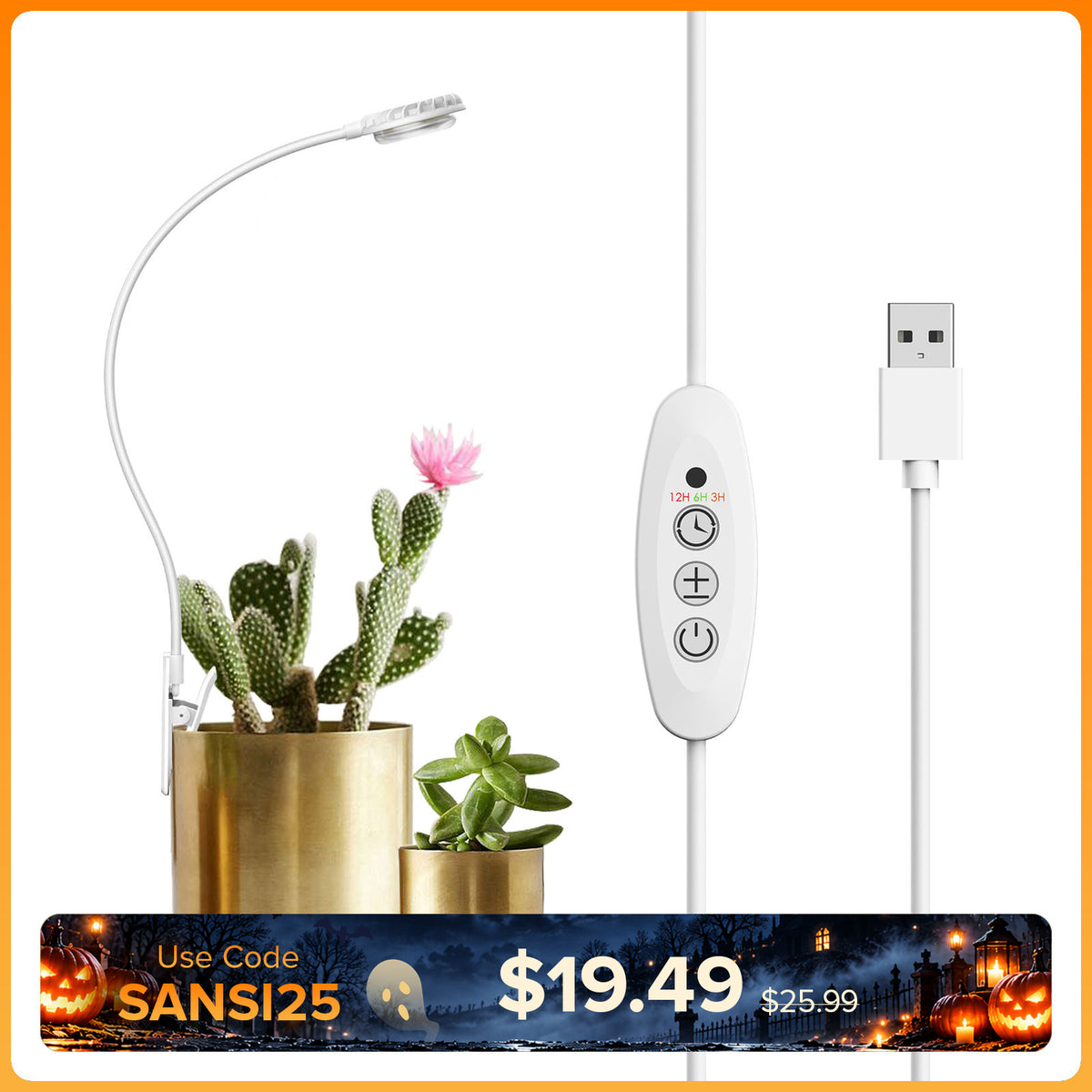 SANSI 4,5W LED-Pflanzenlampe mit Topfclip (NUR EU/GB)