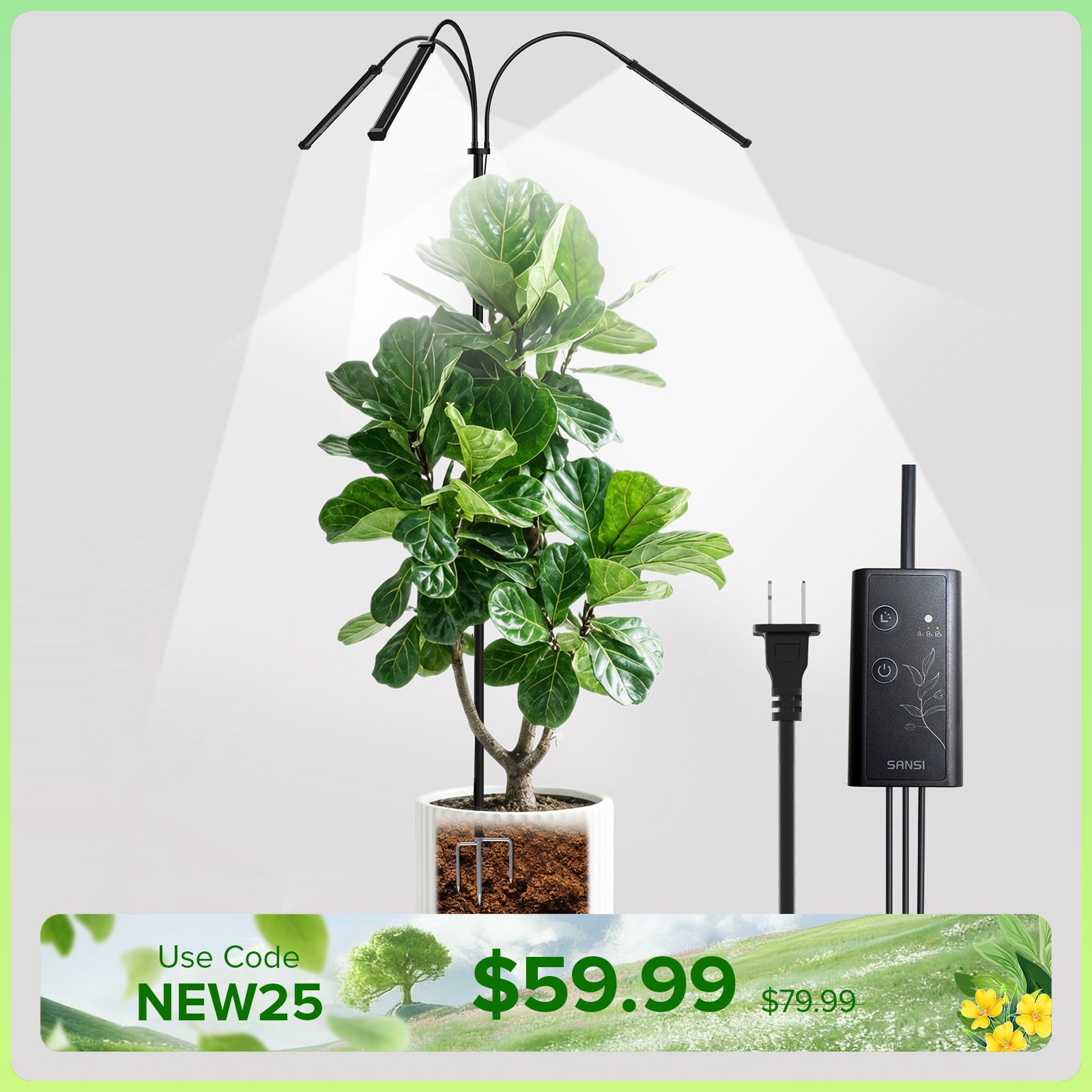 SANSI 45W Standing LED Grow Light with Ground Stake (US/CA ONLY)