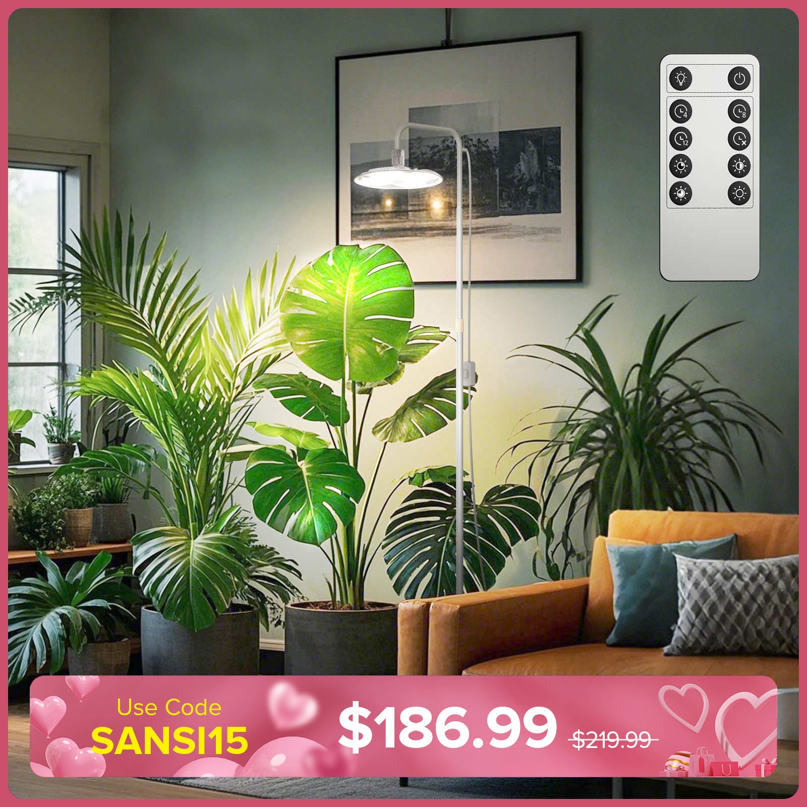 SANSI 125W Tall Standing Grow Light With Remote Control (EU ONLY)