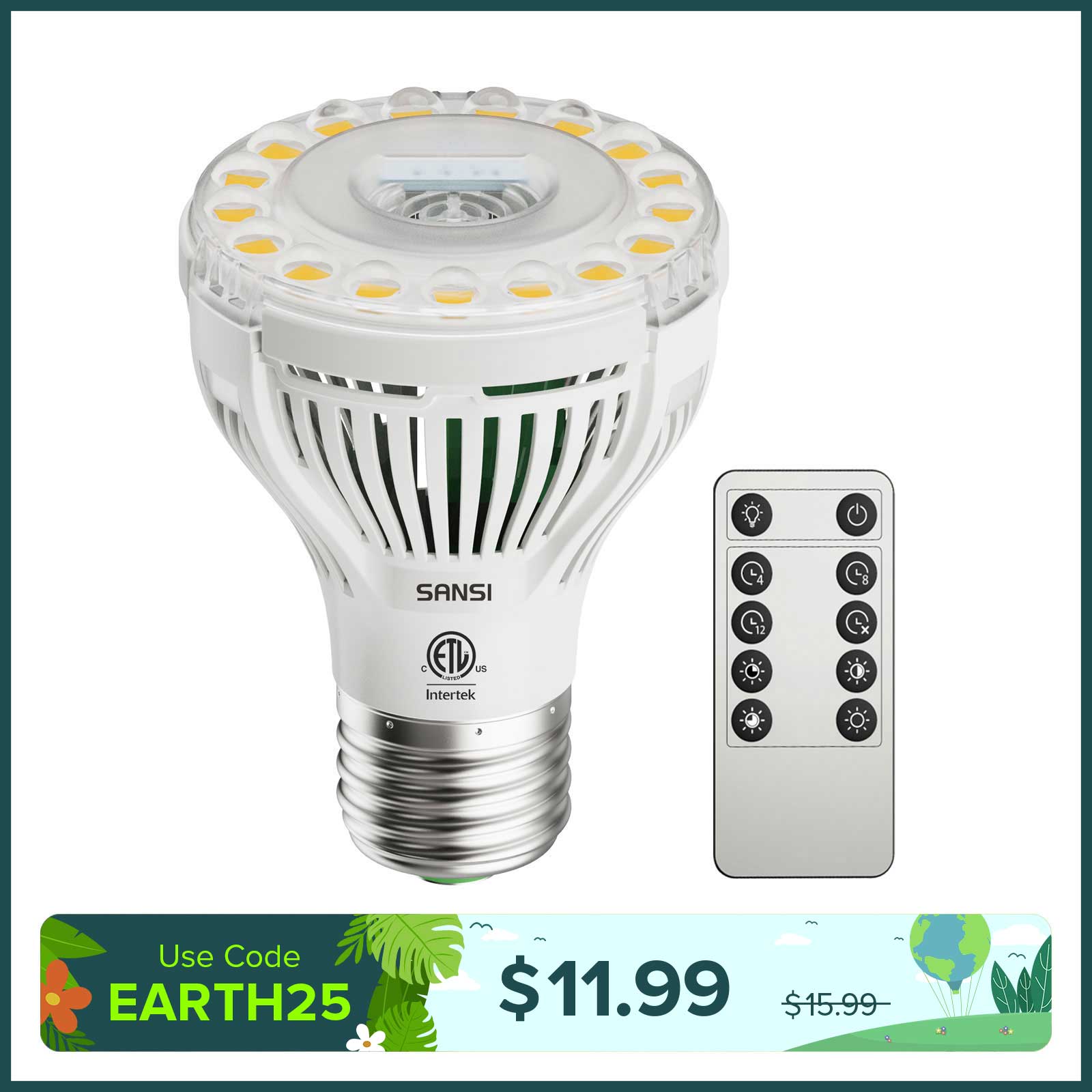 PAR20 5W LED Grow Light Bulb With Remote Control (US ONLY)