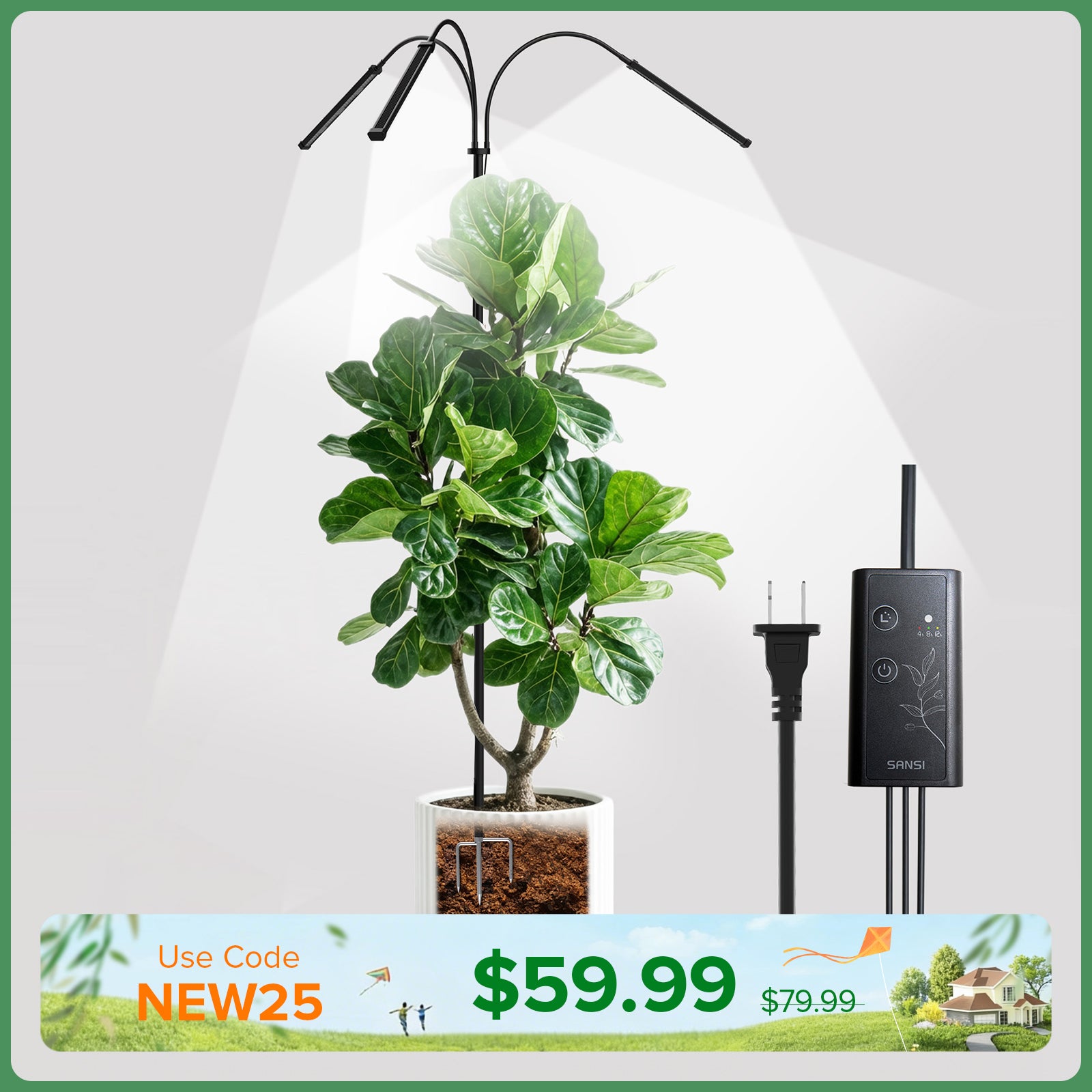 SANSI 45W Standing LED Grow Light with Ground Stake (US ONLY)