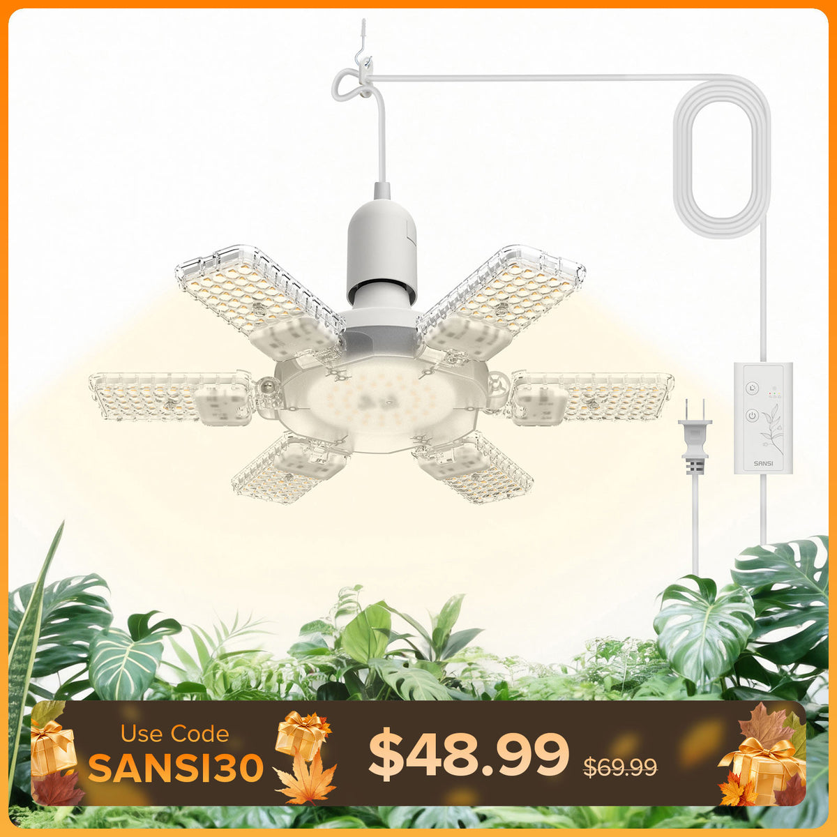 SANSI 60W Folding Wings LED Grow Light (US ONLY)