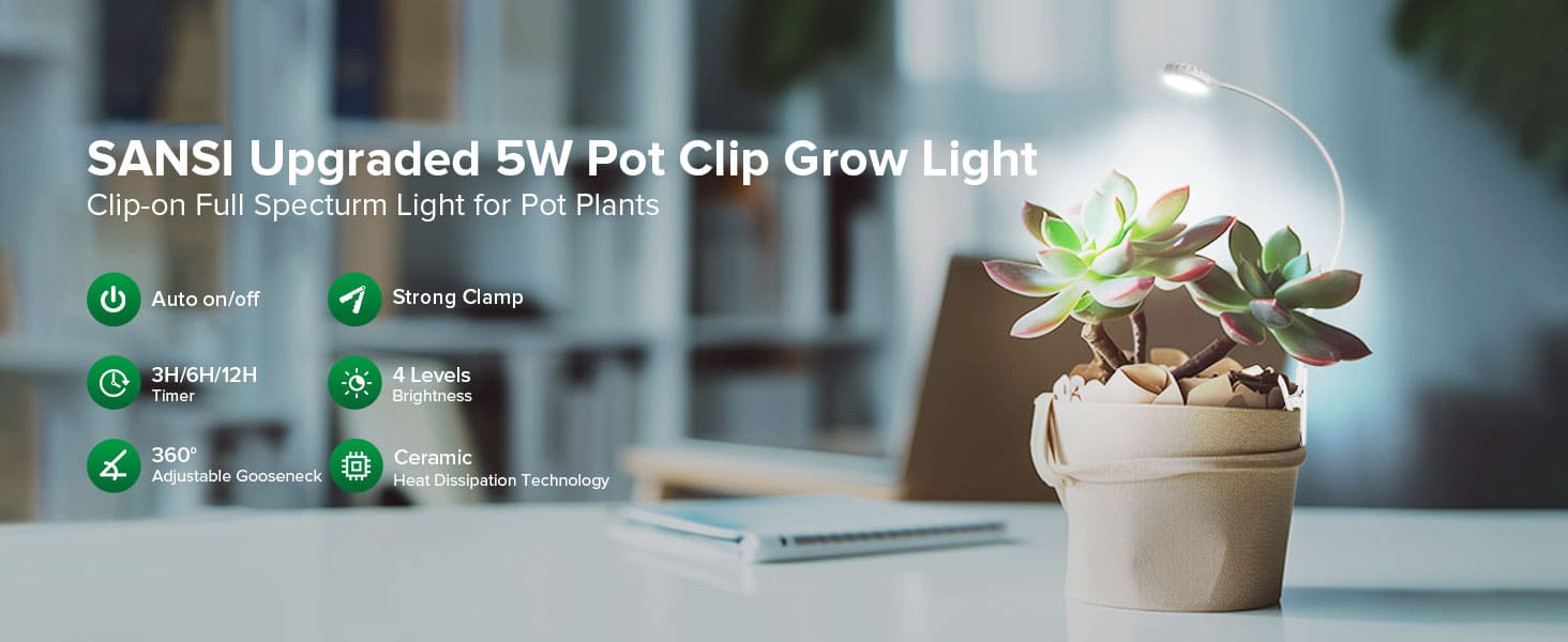 SANSl Upgraded 5W Pot Clip Grow Light.