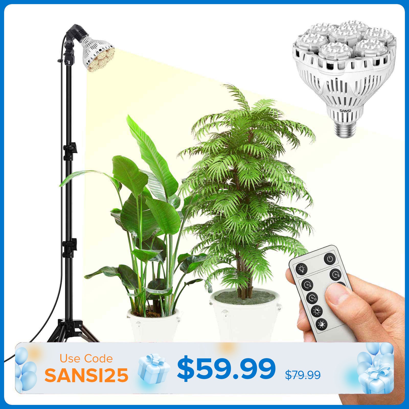 BR30 40W Adjustable Tripod Stand Grow Light with Remote Control