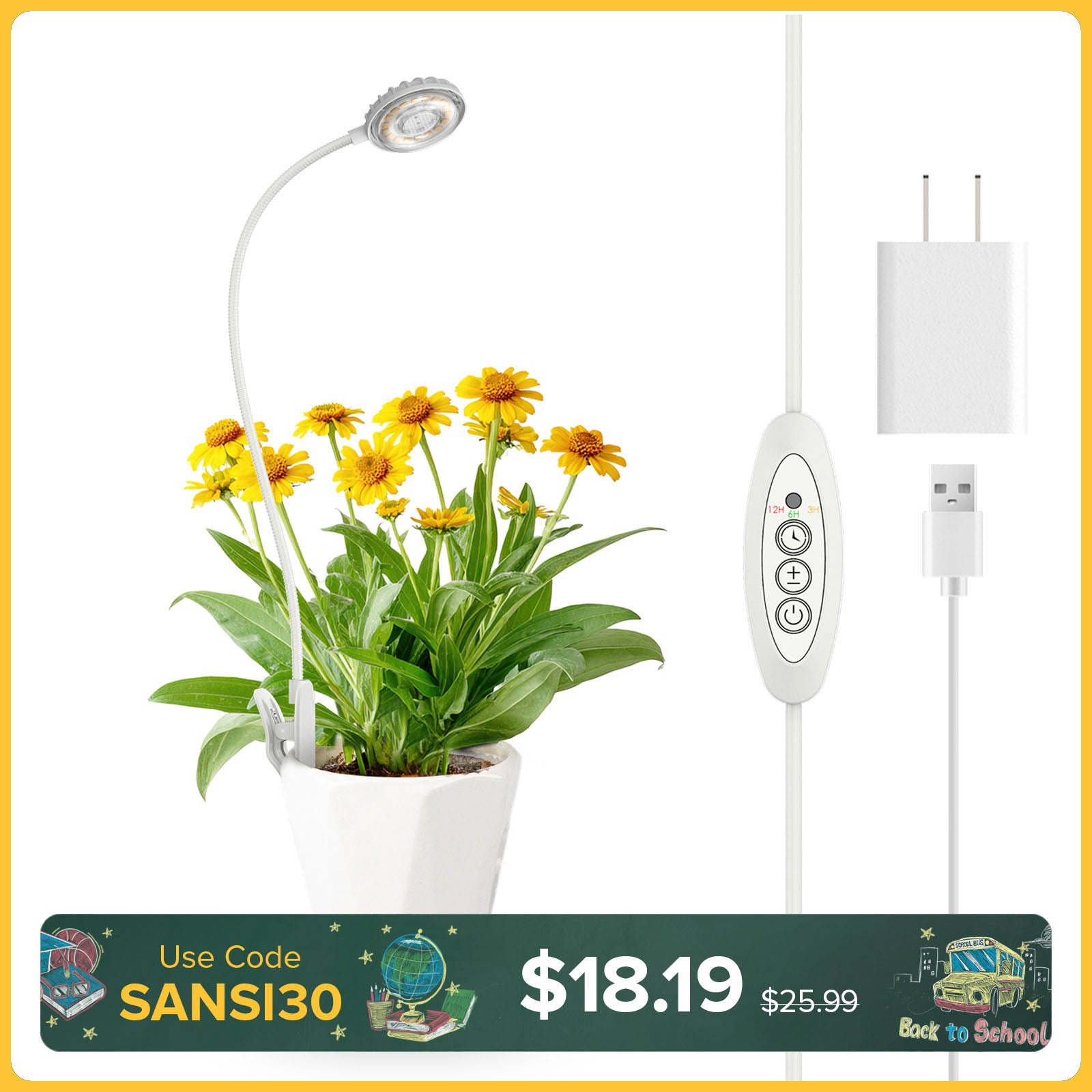 SANSI 7W Pot Clip LED Grow Light (US/JP ONLY)