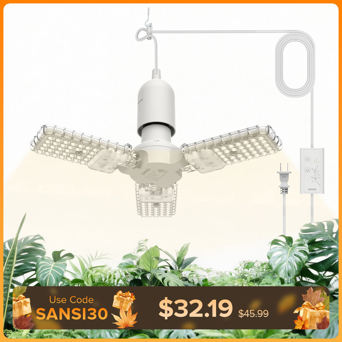 SANSI 30W Folding Wings LED Grow Light (US ONLY)