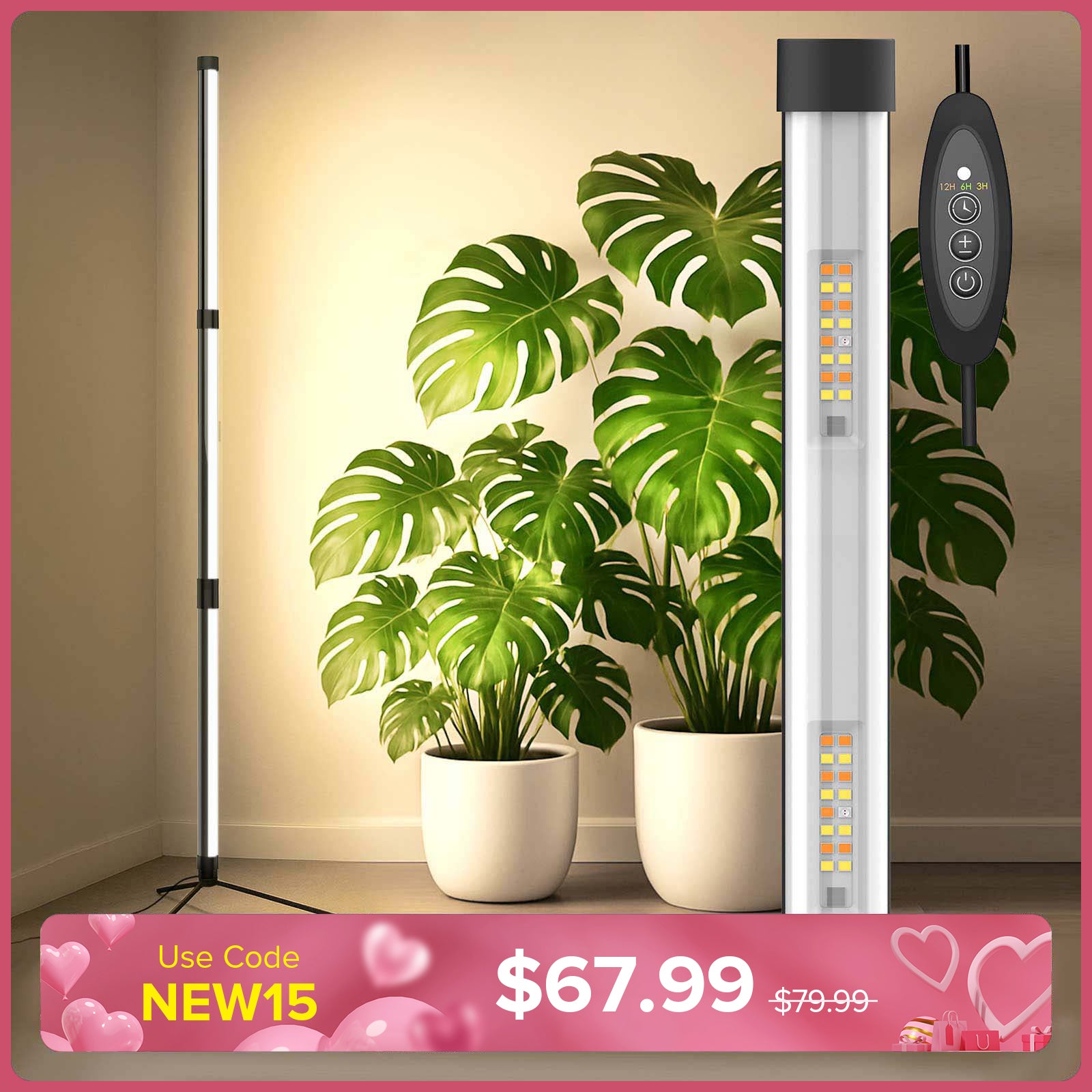 SANSI T10 55W LED Standing Grow Light