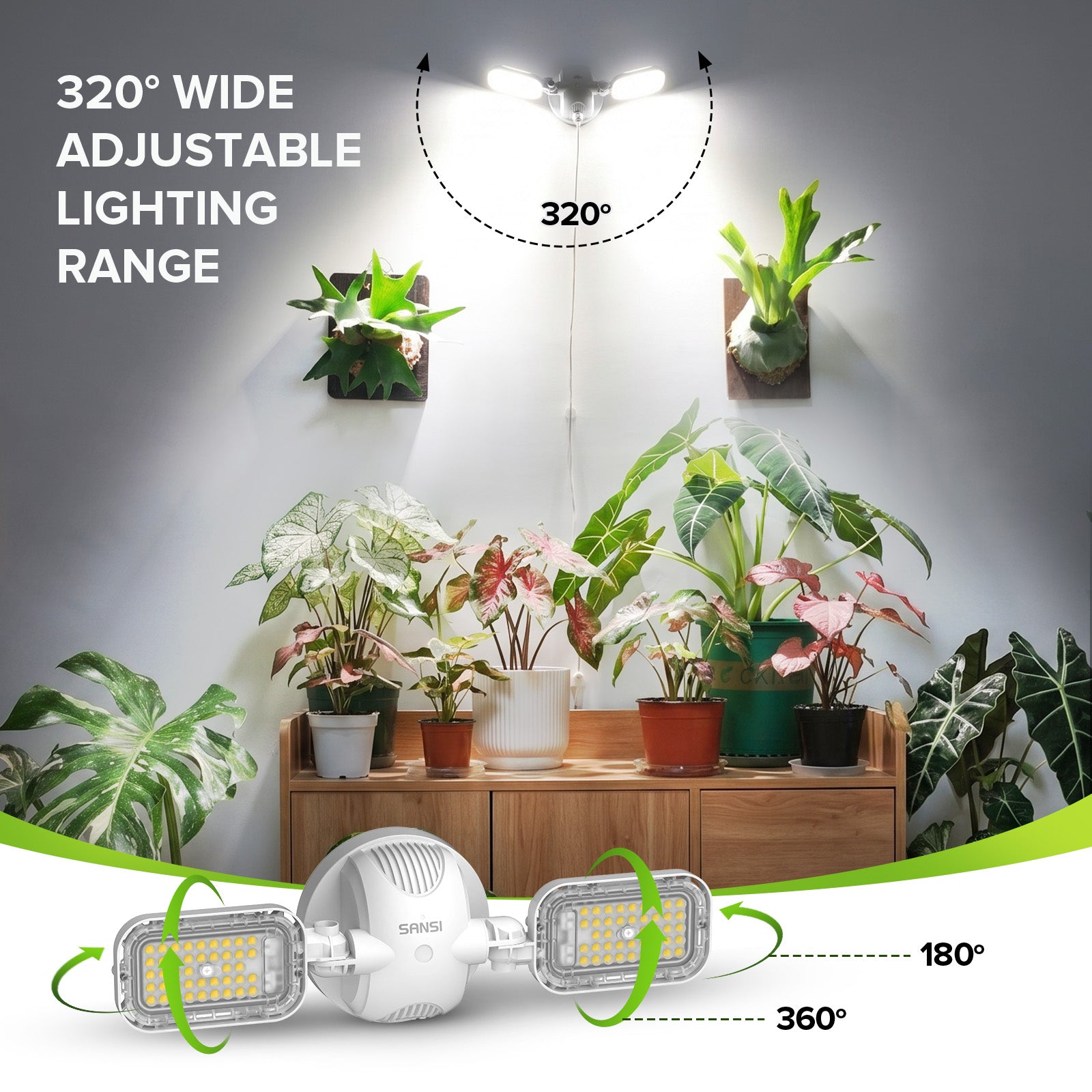 SANSI 60W LED Wall Mounted Grow Light with Remote Control (US ONLY)