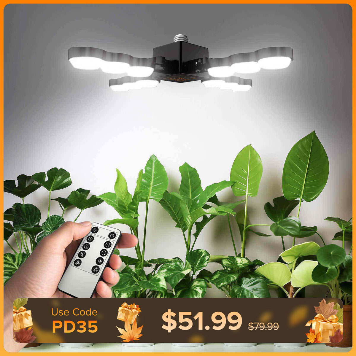 SANSI 80W LED-Pflanzenlampe mit faltbaren Flügeln und Fernbedienung