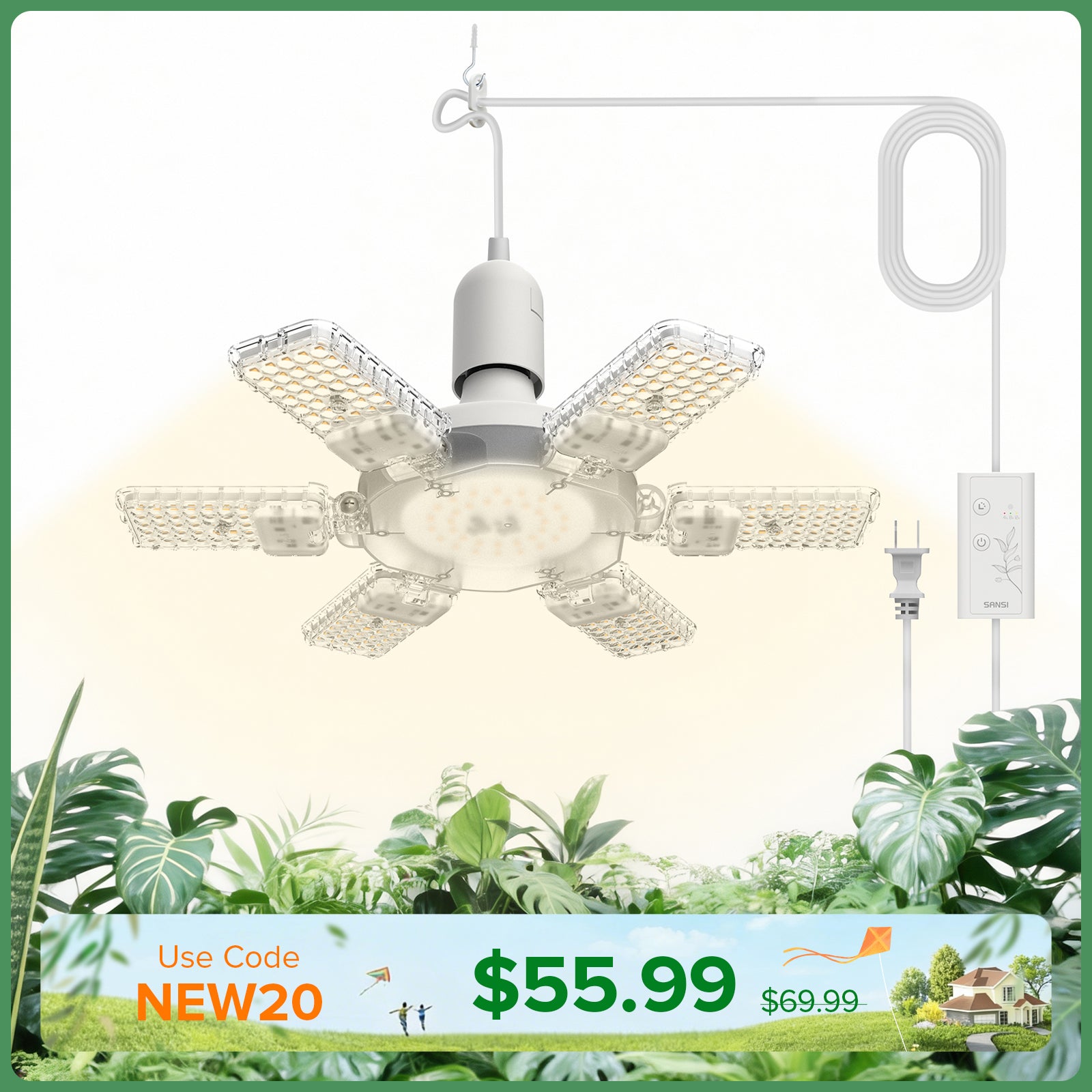 SANSI 60W Panel LED Grow Light (US ONLY)