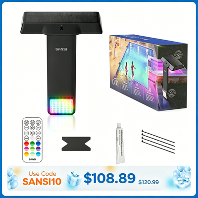 SANSI Solar RGB LED Pool Light with Remote Control