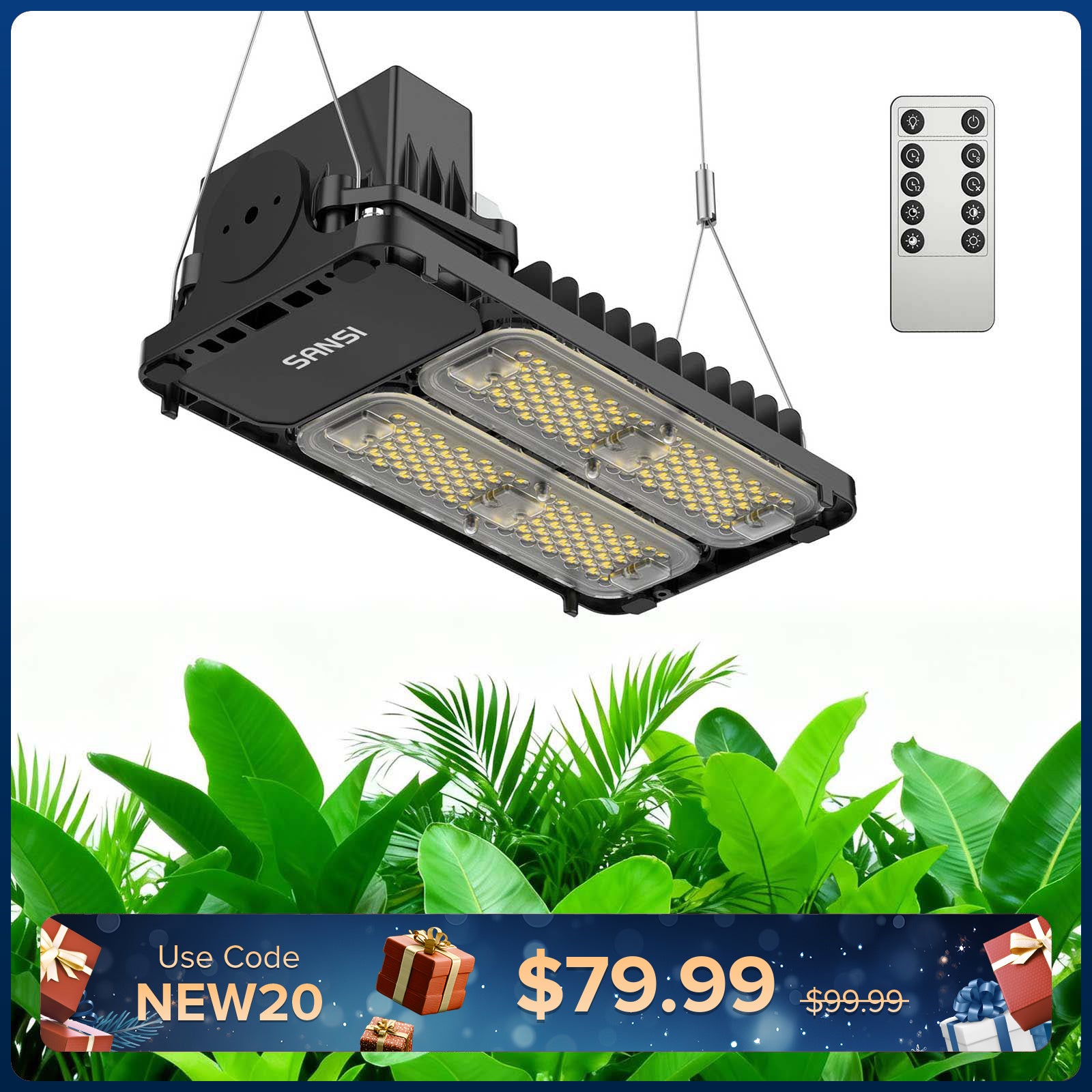 SANSI 100W Panel LED Grow Light | Remote Control